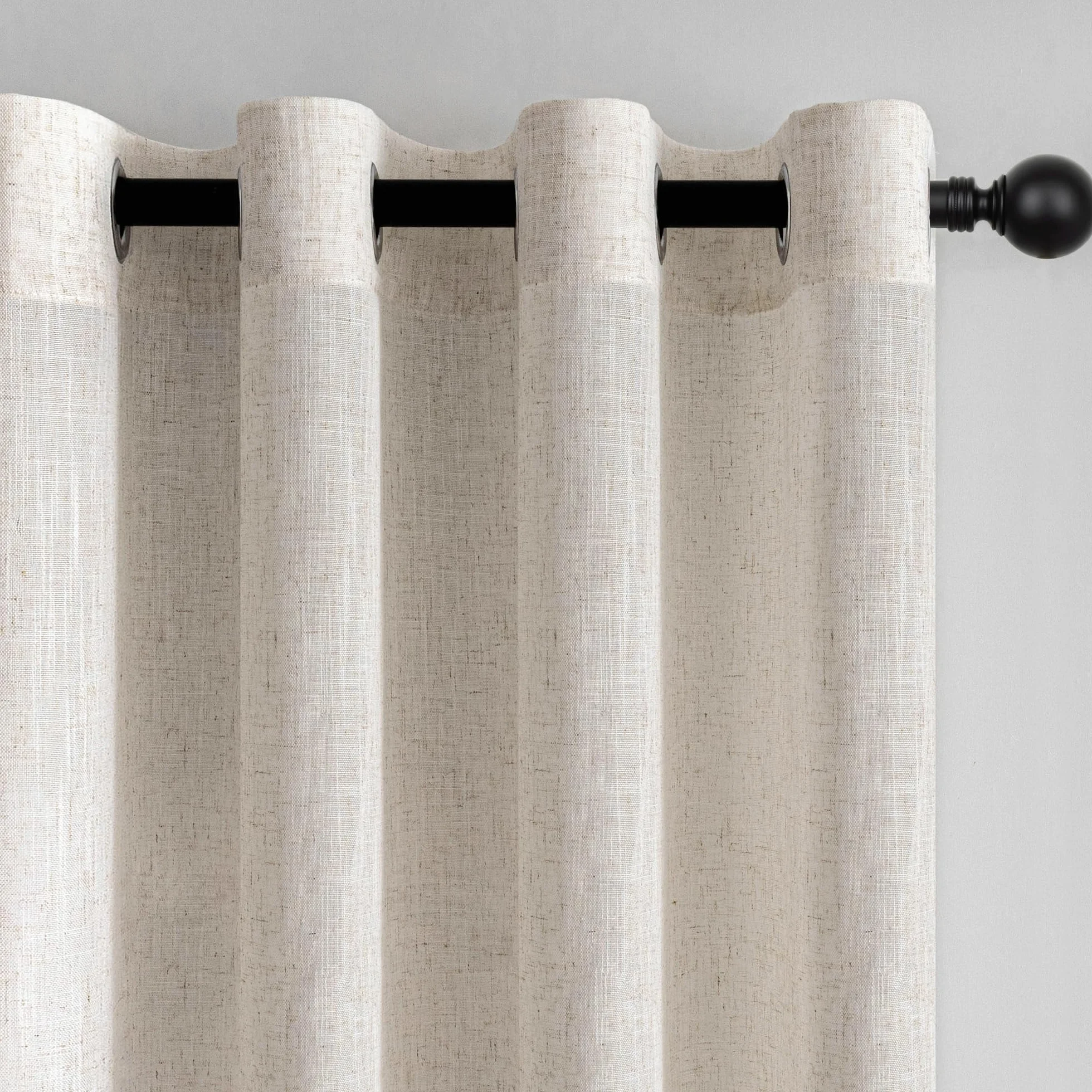 Rideau Voilage Lin Naturel Beige 140x240cm 2pcs Oeillets Moderne Translucides Salon Chambre