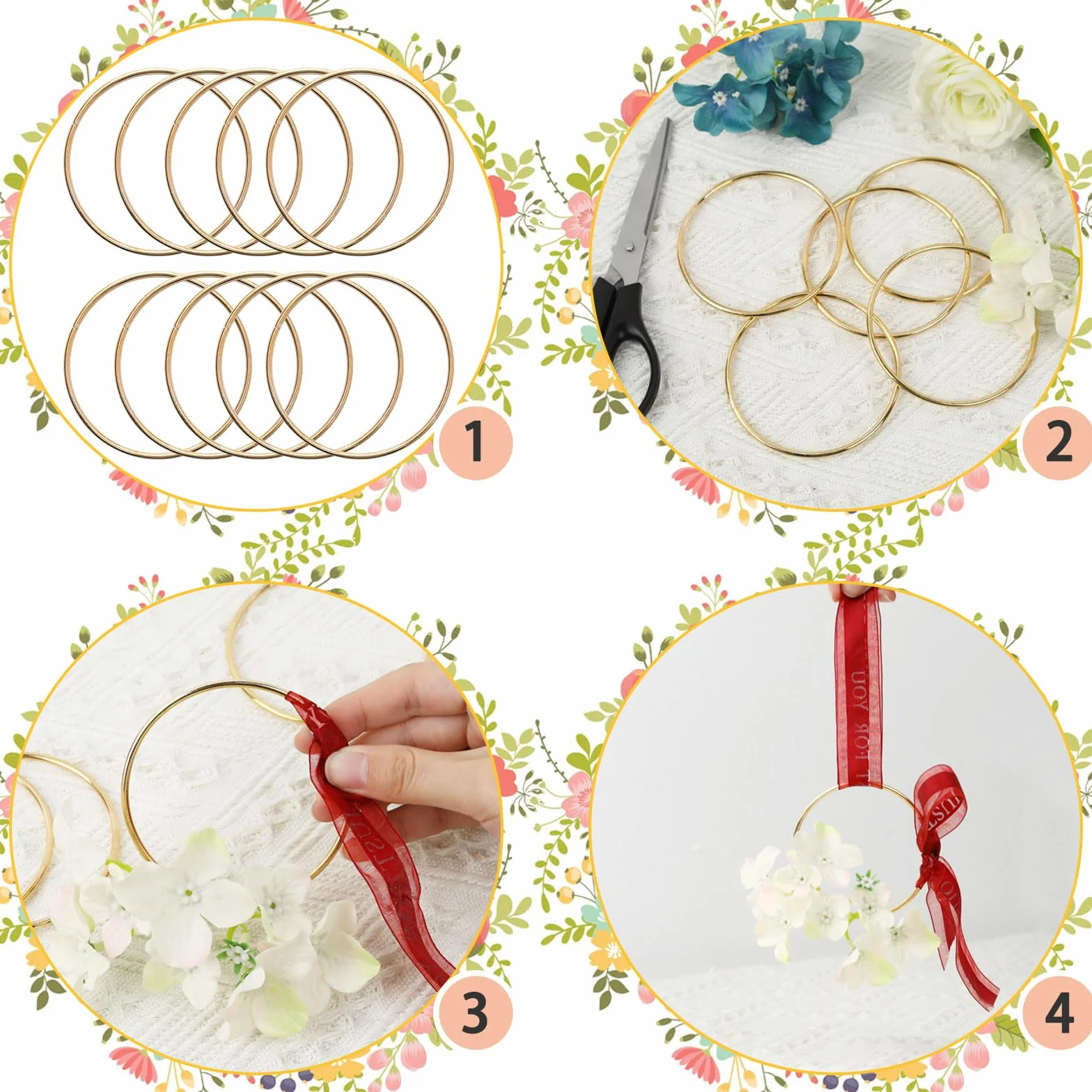 KALIONE Lot de 10 anneaux en métal 6,3 cm dorés pour macramé attrape-rêves bricolage