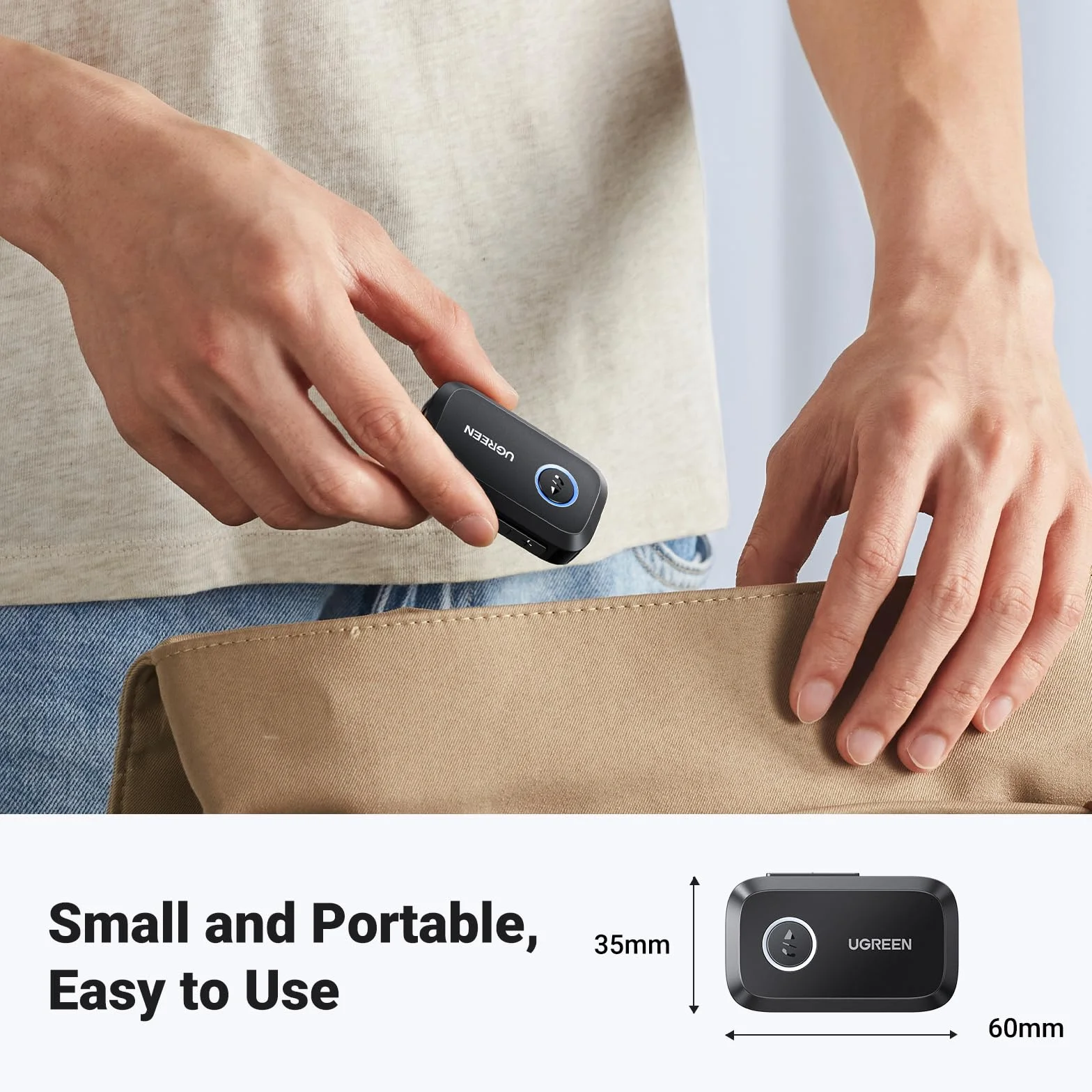 UGREEN Adapter Bluetooth 6.0 Samochodowy Bluetooth z Gniazdem AUX 3.5 mm i Wbudowanym Mikrofonem Połączenia w Trybie Głośnomówiącym z Głośnikiem Samochodowym.（Czarny）