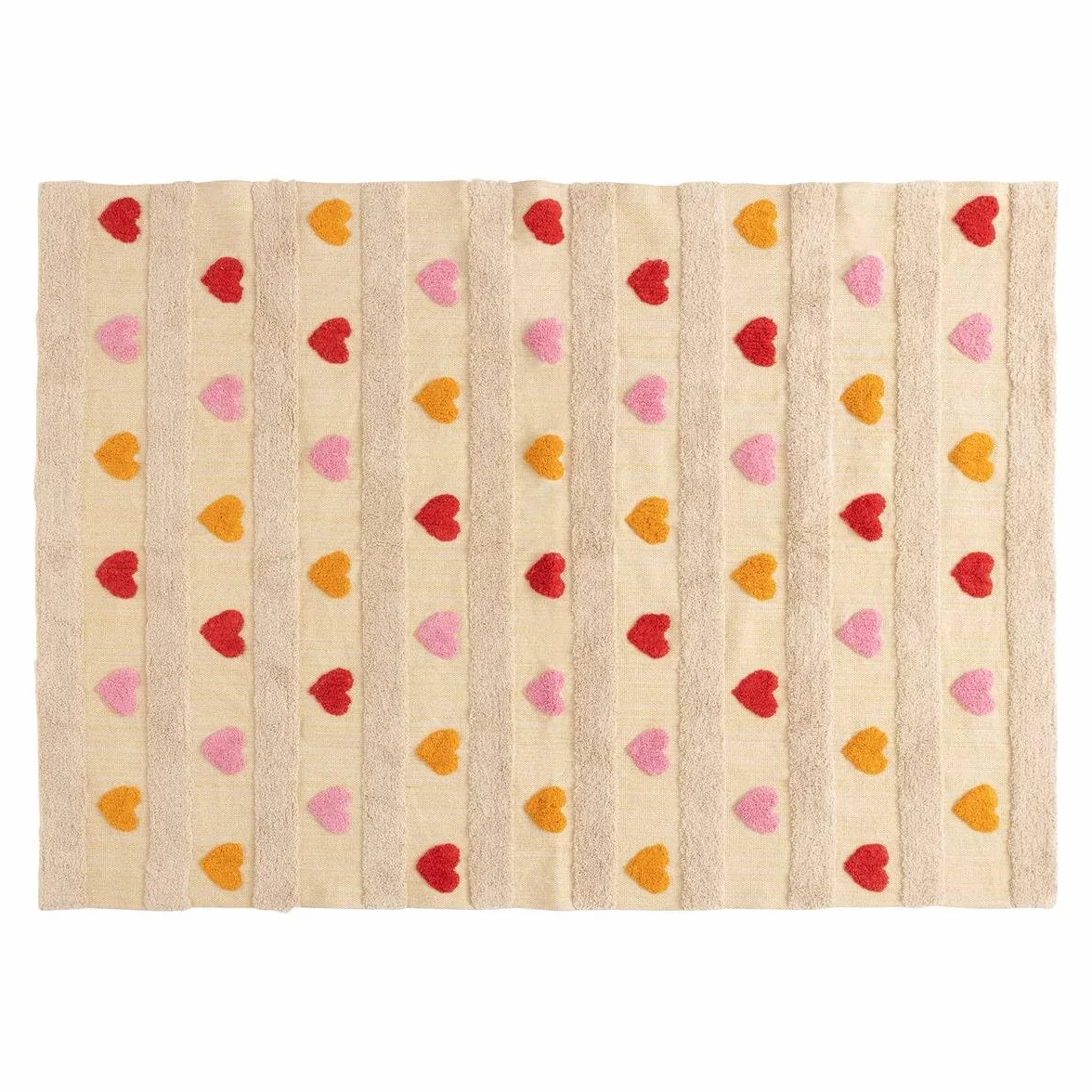 Tapis Enfant Tay Multicolore Motif Cœurs 120 x 170 cm Antidérapant Fils Dorés Atmosphera