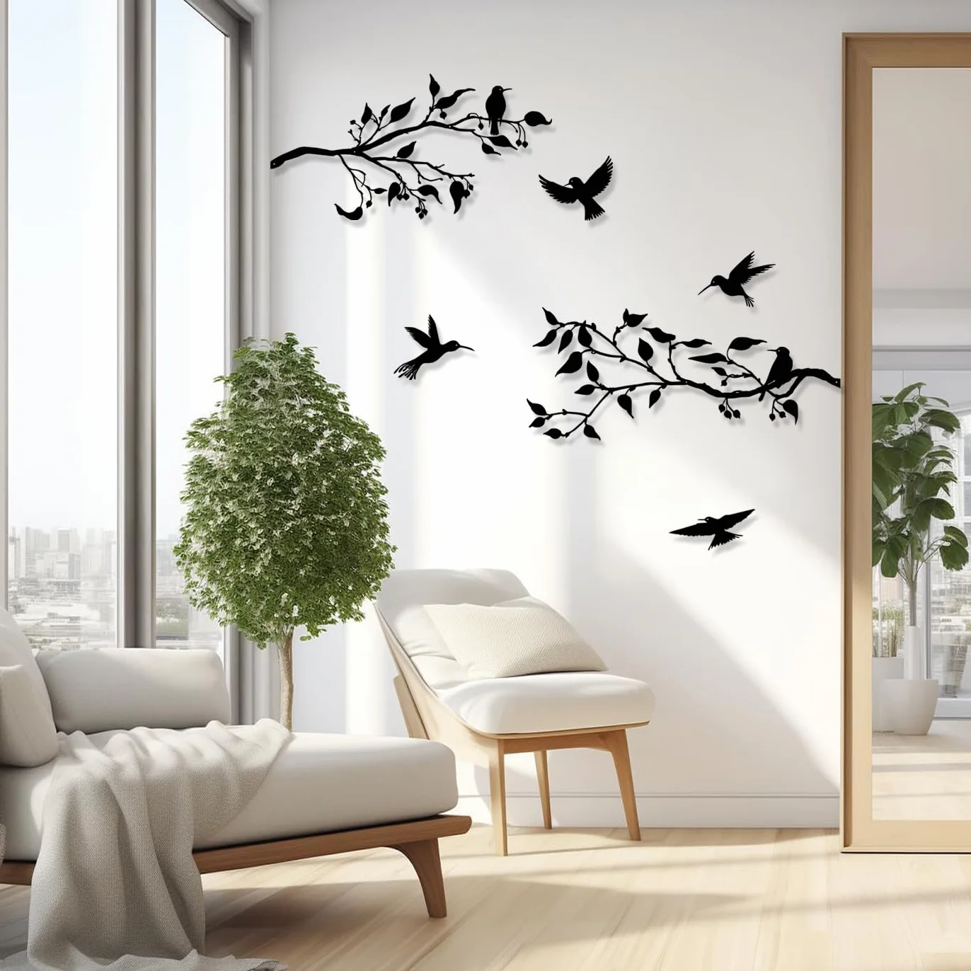 Décoration murale d'extérieur en métal Oiseaux sur la Branche Art Décor Mûr