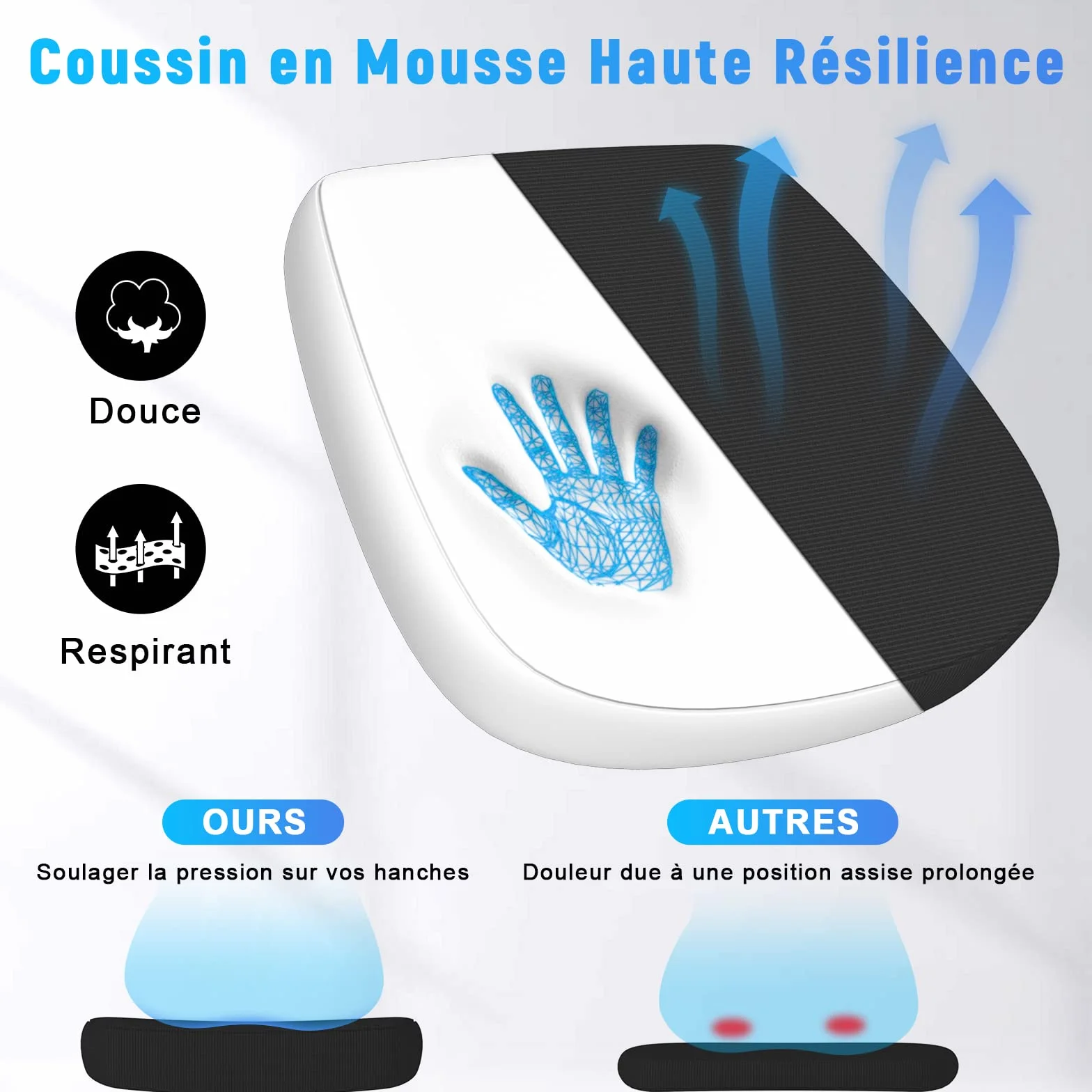 Fauteuil de Bureau en Maille Respirante avec Accoudoir Relevable et Soutien Lombaire, Noir