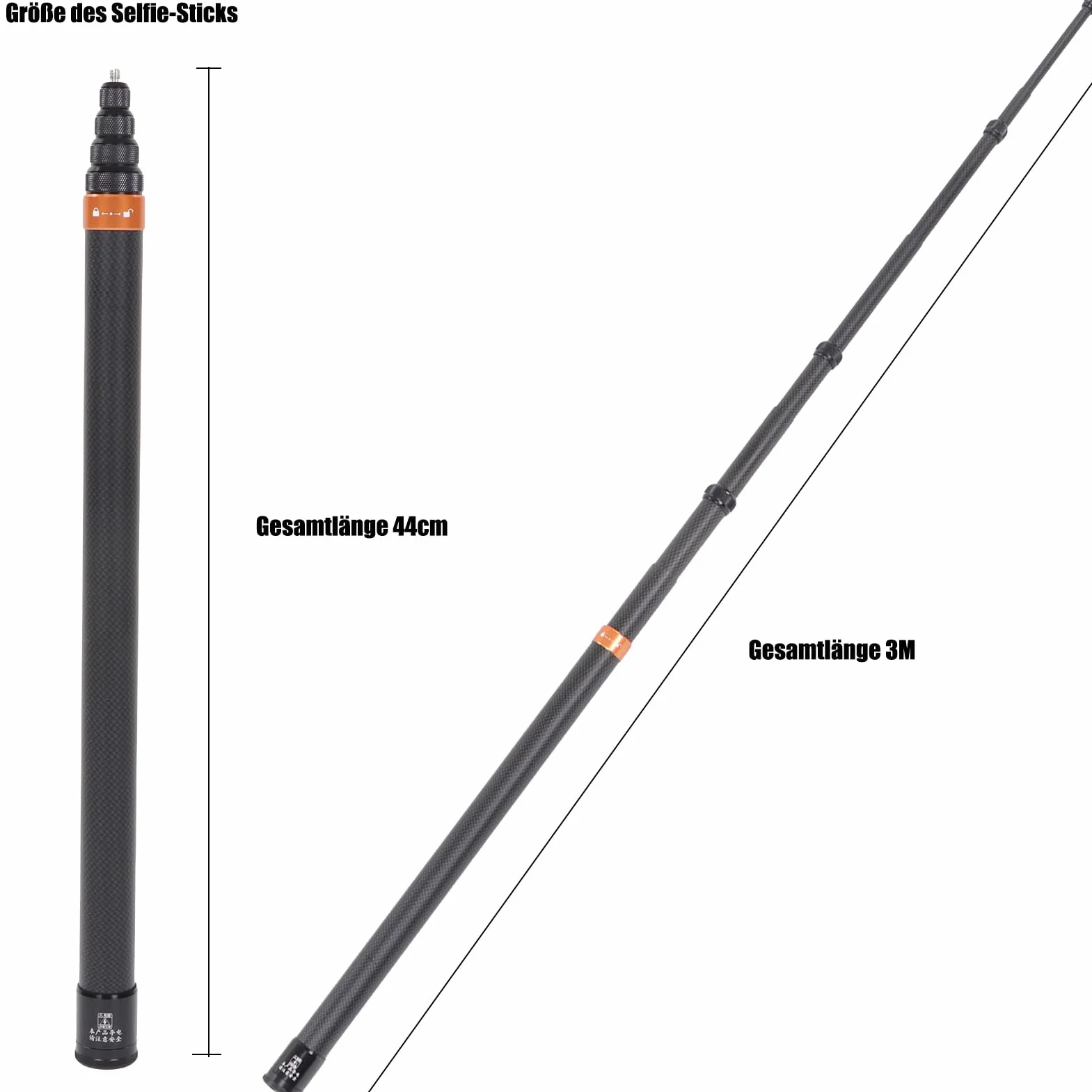 Kamera Ruchowa Selfie Stick Przykręcana Kamera Sportowa Kijek do Selfie z Włókna Węglowego Panoramiczna Akcji Kij Teleskopowy Nadaje się do Insta 360x3, One Rs, Go 2,