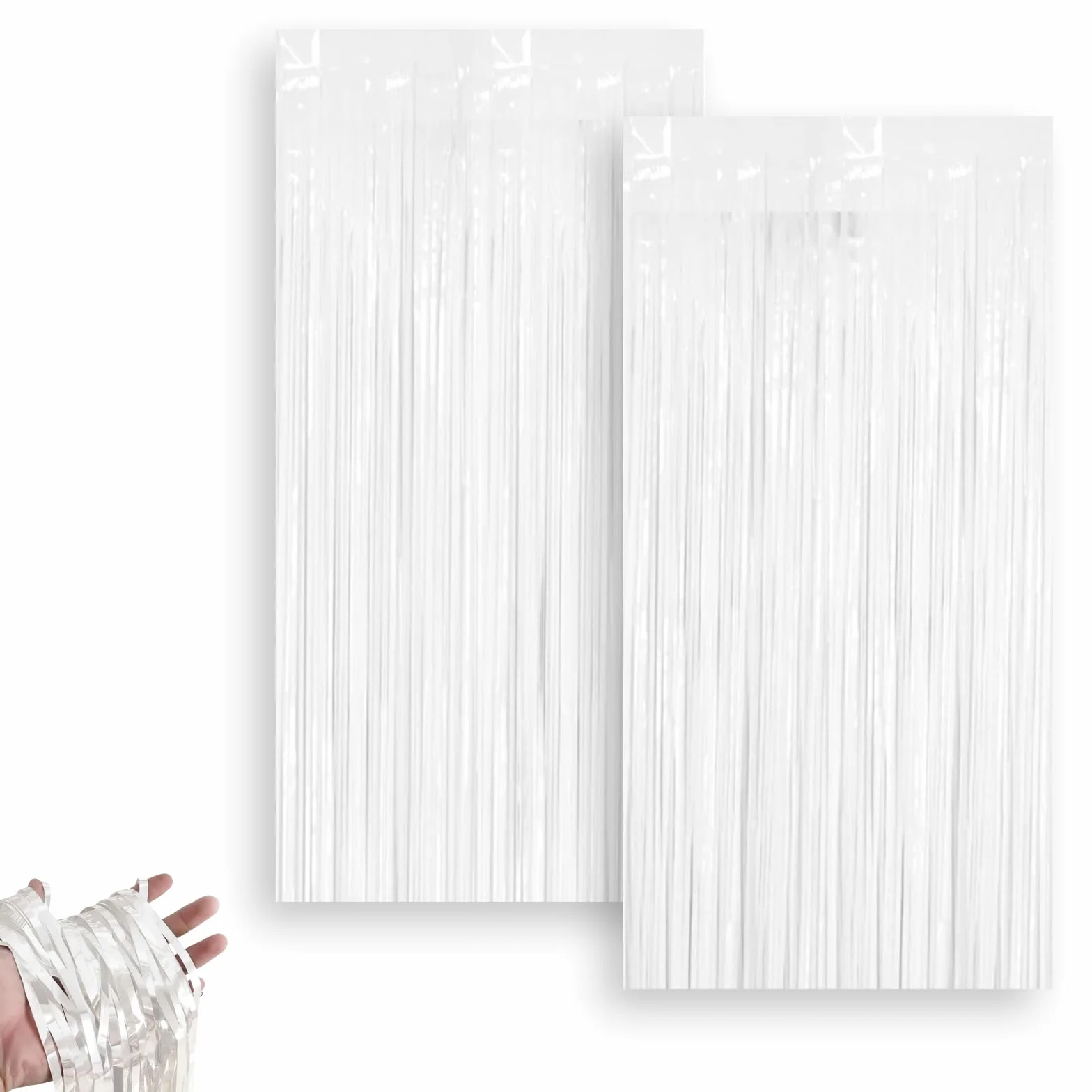 Rideau Frange Métallique Blanc Toile de Fond Décorative Mariage Porte Fenêtre