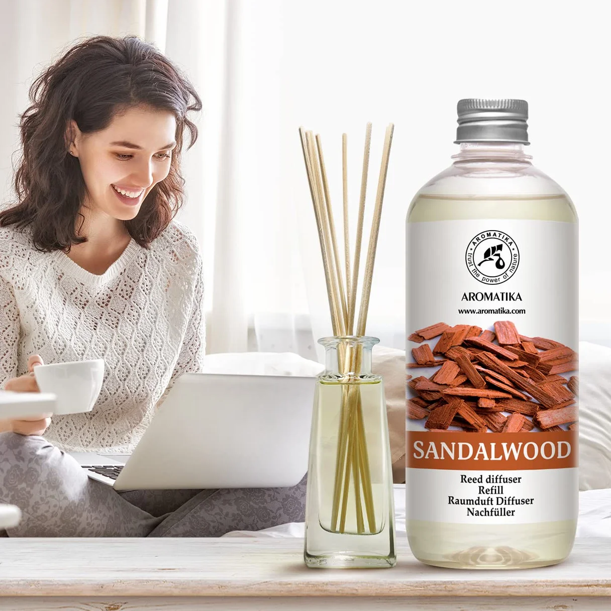 Recharge pour diffuseur d'ambiance santal 500 ml - Parfum d'intérieur désodorisant
