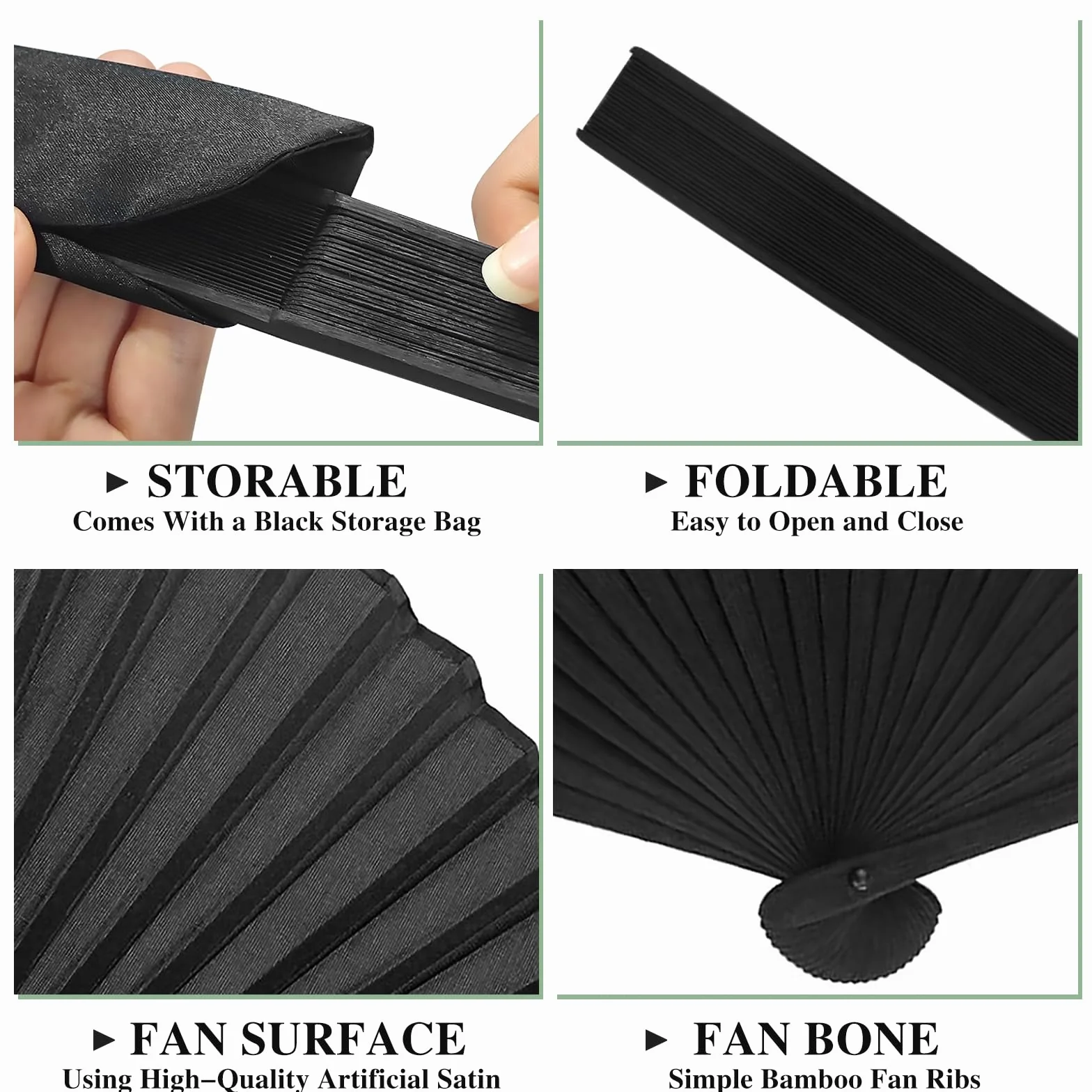 Éventails Pliants Chinois avec 2 Sacs de Rangement, Ventilateur de Main pour Danse, Fête, Mariage