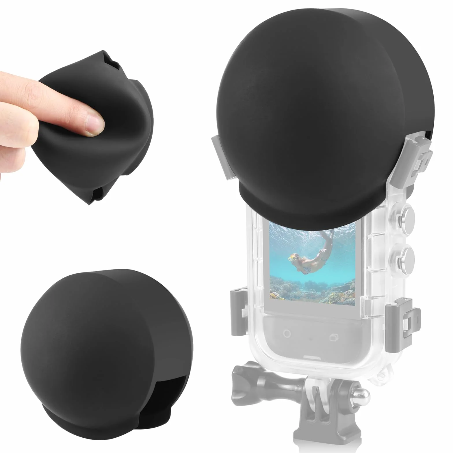Silikonowa osłona obiektywu do Insta360 Niewidoczna obudowa do nurkowania, wodoodporna obudowa do nurkowania, osłona obiektywu akcesoria (czarna)