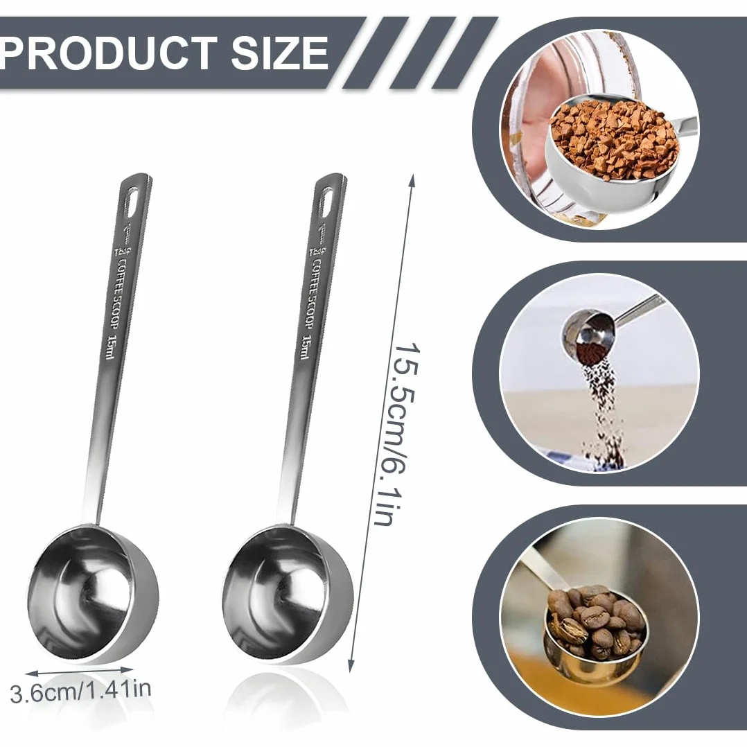 Cuillère Doseuse 15ml 4 Pièces Acier Inoxydable pour Café Moulu, Épices, Poudres, Liquides