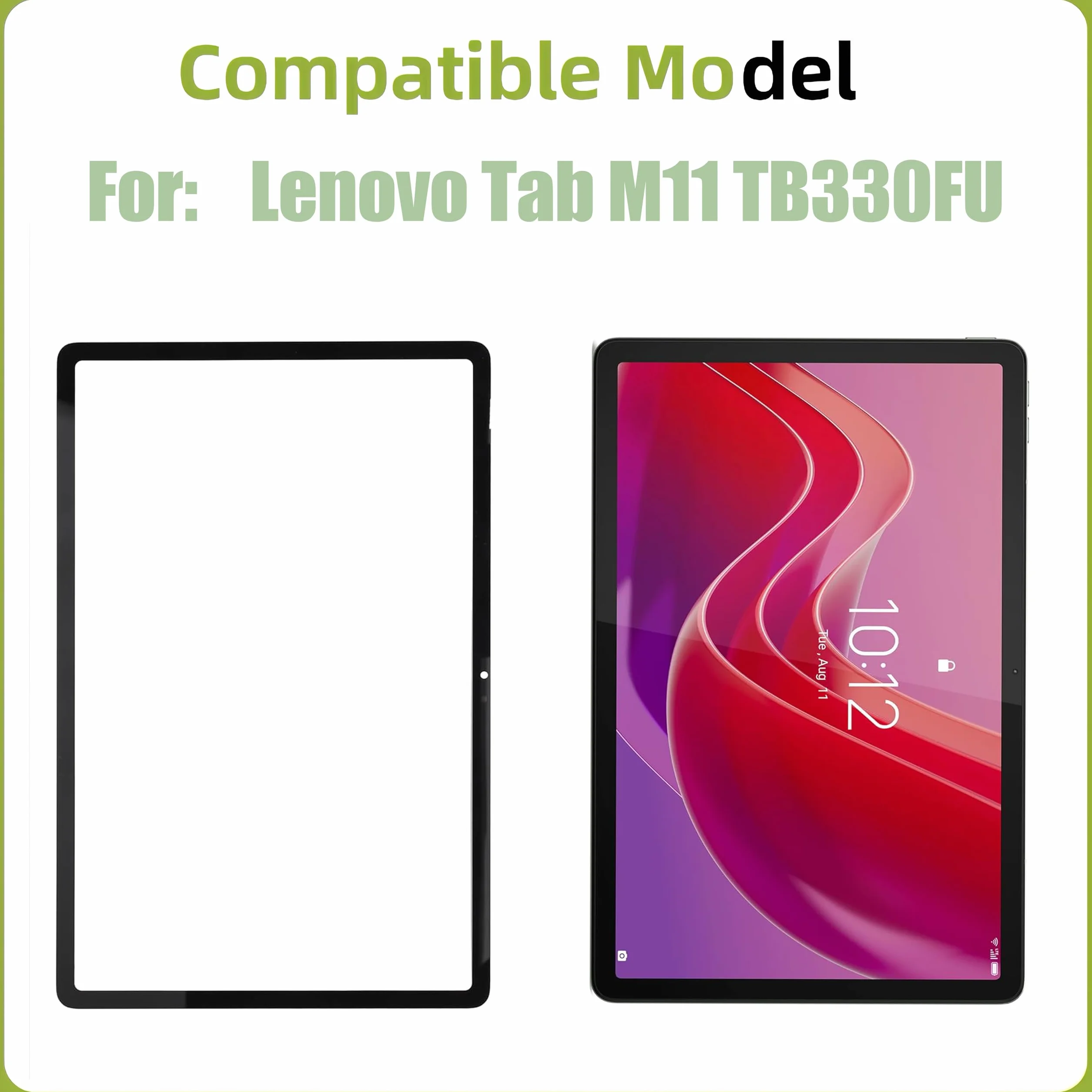 do Lenovo Tab M11 TB330FU Zestaw naprawczy przedniego szkła wyświetlacza [z klejem OCA] [bez ekranu LCD] 11,0 cali z zestawem narzędzi