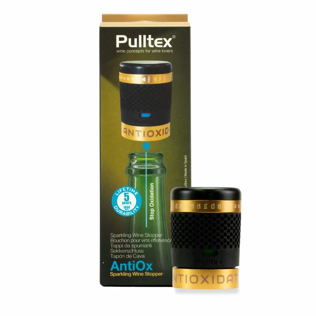 Pulltex - AntiOx Sparkling Wine Stopper avec filtre à charbon actif - Fermeture qui maintient la section et le champagne frais jusqu'à 8 jours