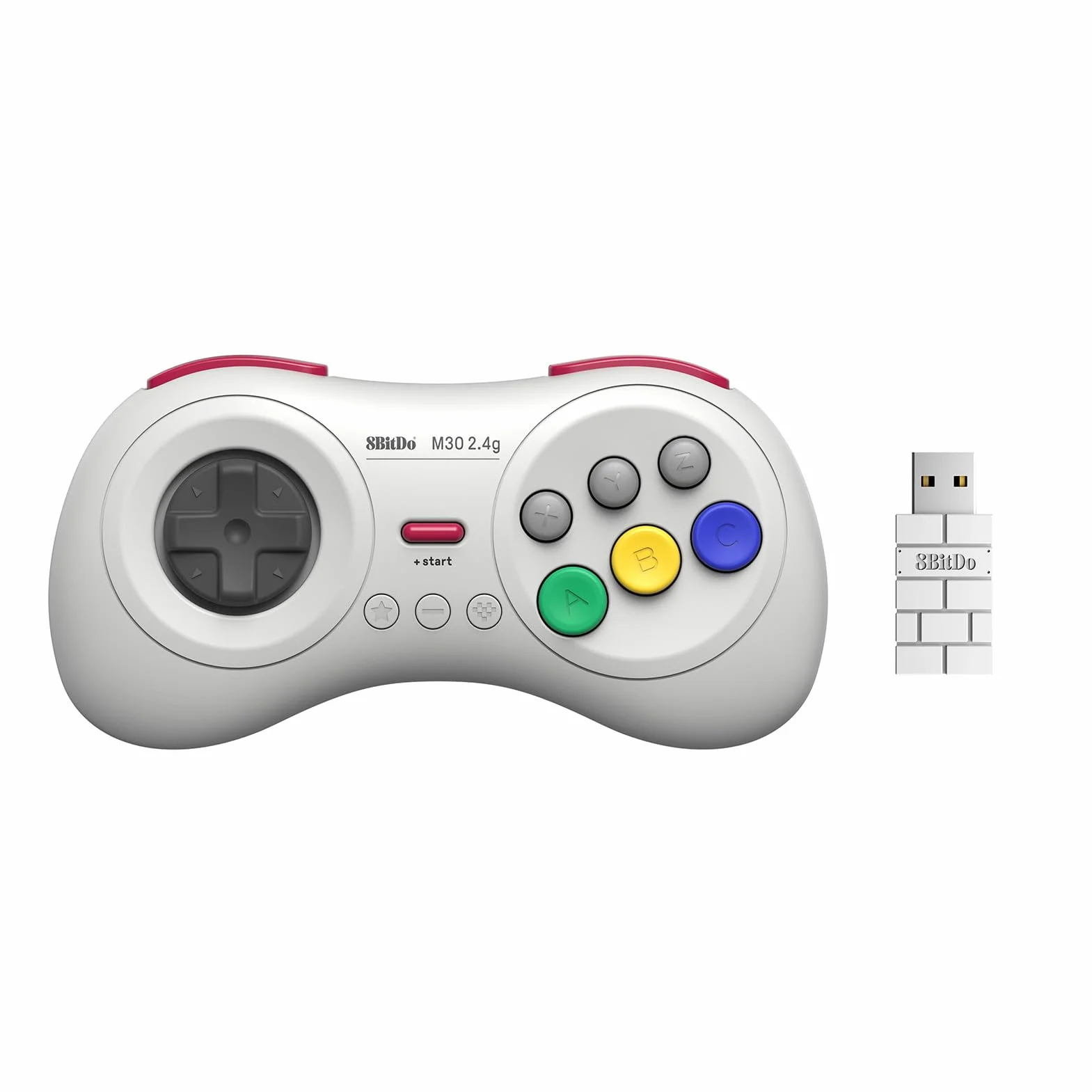 8BitDo M30 2.4G Manette sans fil 8 boutons Blanche/White Compatible Mega Drive Mini Nintendo Switch