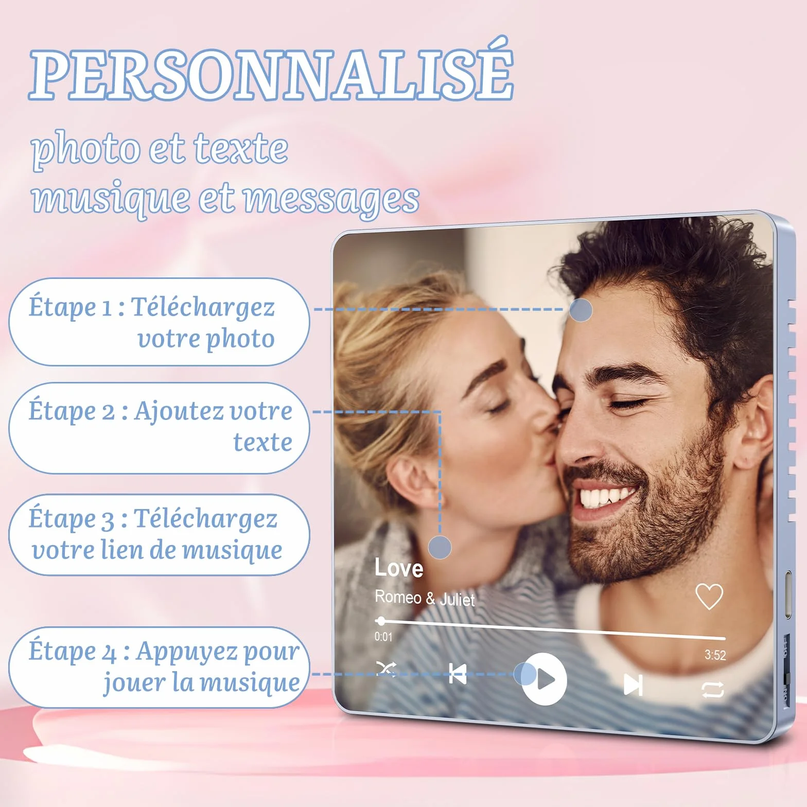 Aimant Musical Personnalisé Photo Rétro - Cadeau Saint Valentin Spotify Aimant Frigo