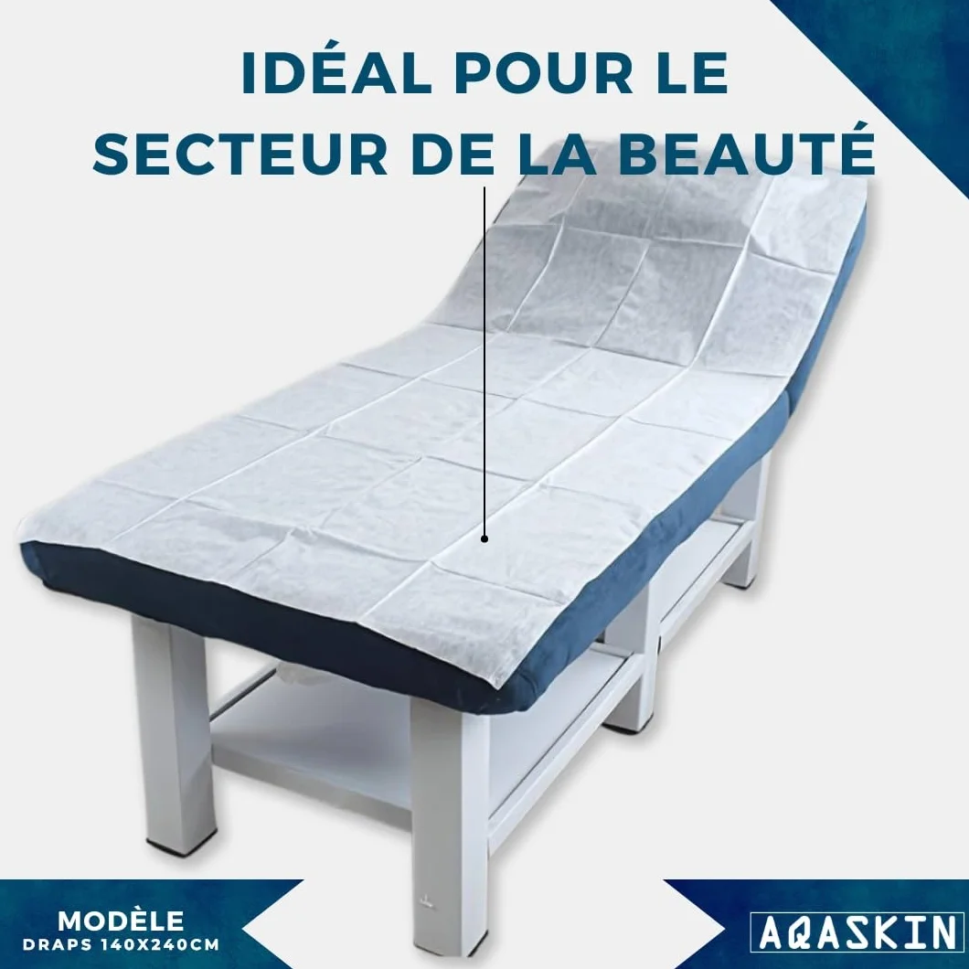 Draps Jetables en TNT 140 x 240 cm, Blanc, Lot de 10