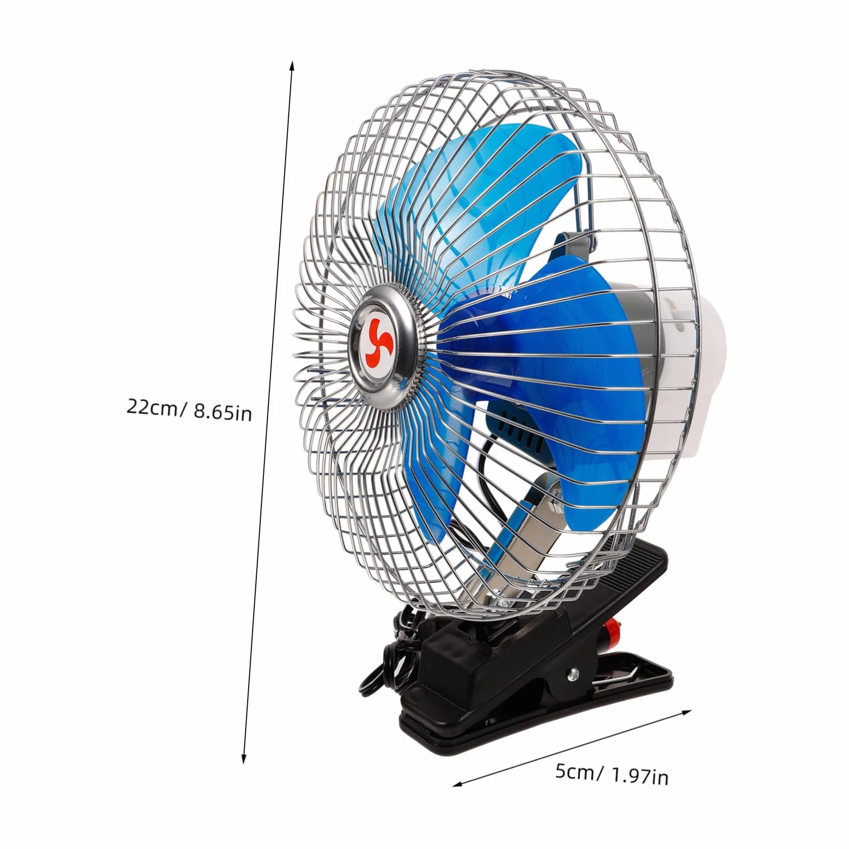 OSALADI Mini Fan Car - 12v Elektryczny Wentylator Chłodzący Do Samochodu Ciężarówki Autobusu Z Mocowaniem Zaciskowym I Funkcją Oscylacyjną