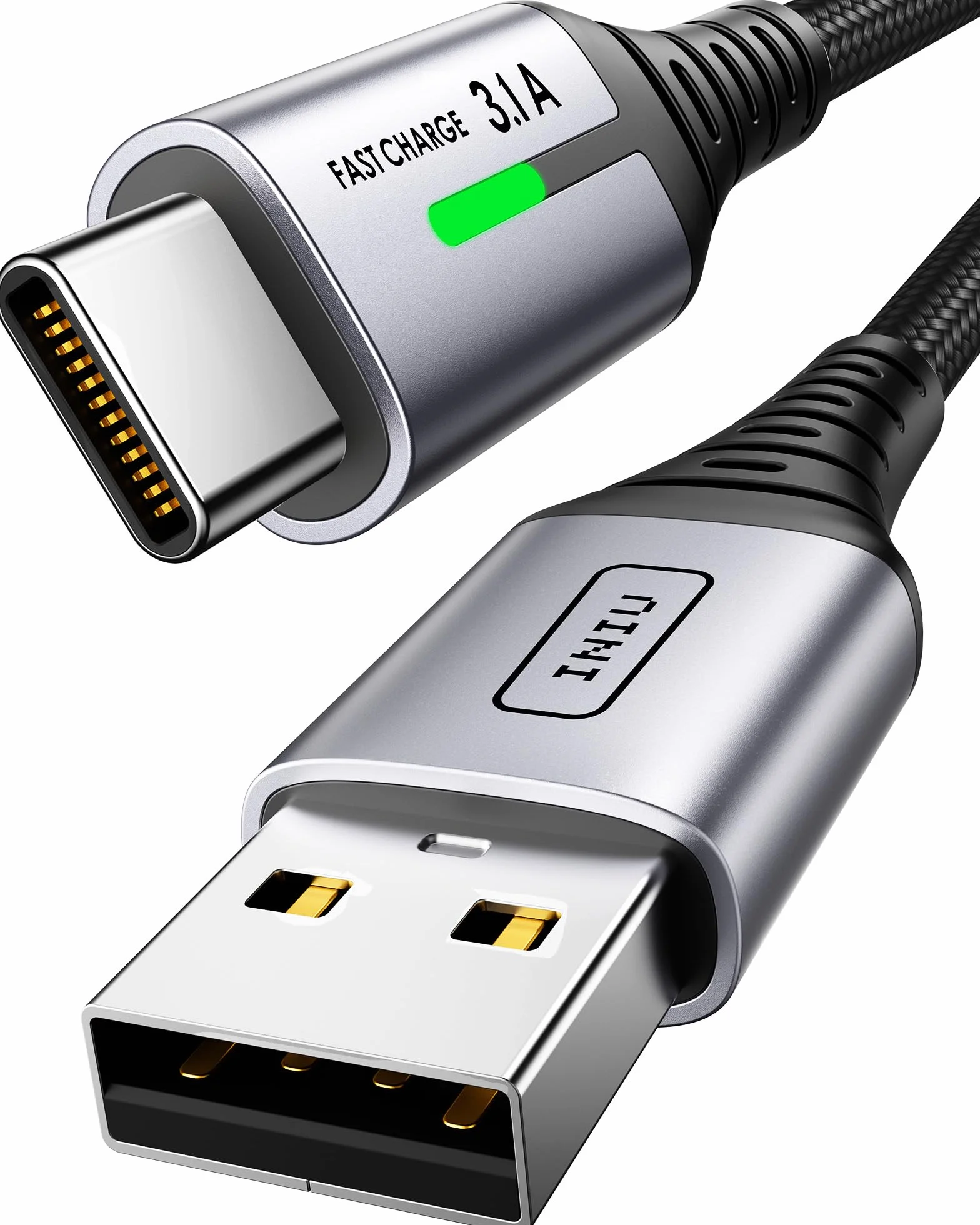 INIU Kabel USB C, [2m/3.1A] Kabel Ładowarki Typu C Szybkie Ładowanie, Pleciony Kabel Danych USB-C ze Stopu Cynku, Charging Cable for iPhone 16 15 iPad Samsung S24 S23 S22 S21 Google Huawei Xiaomi etc