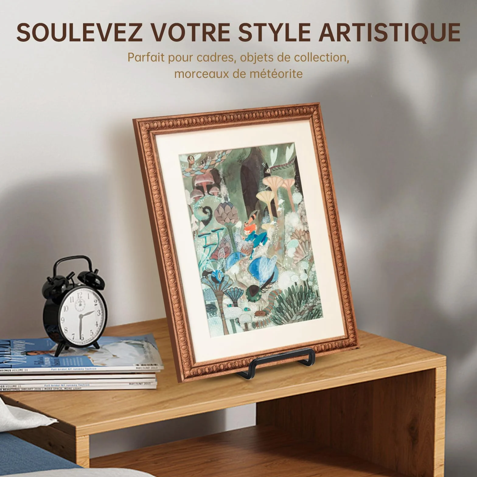Chevalet Support Présentoir Porte Assiette Métal Noir 20,5 cm pour Plaque Décoration Photo Livre Cuisine