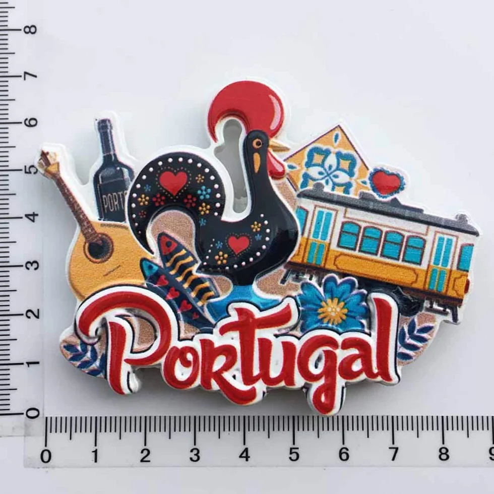Aimant de réfrigérateur 3D Portugal souvenir touristique résine fait main