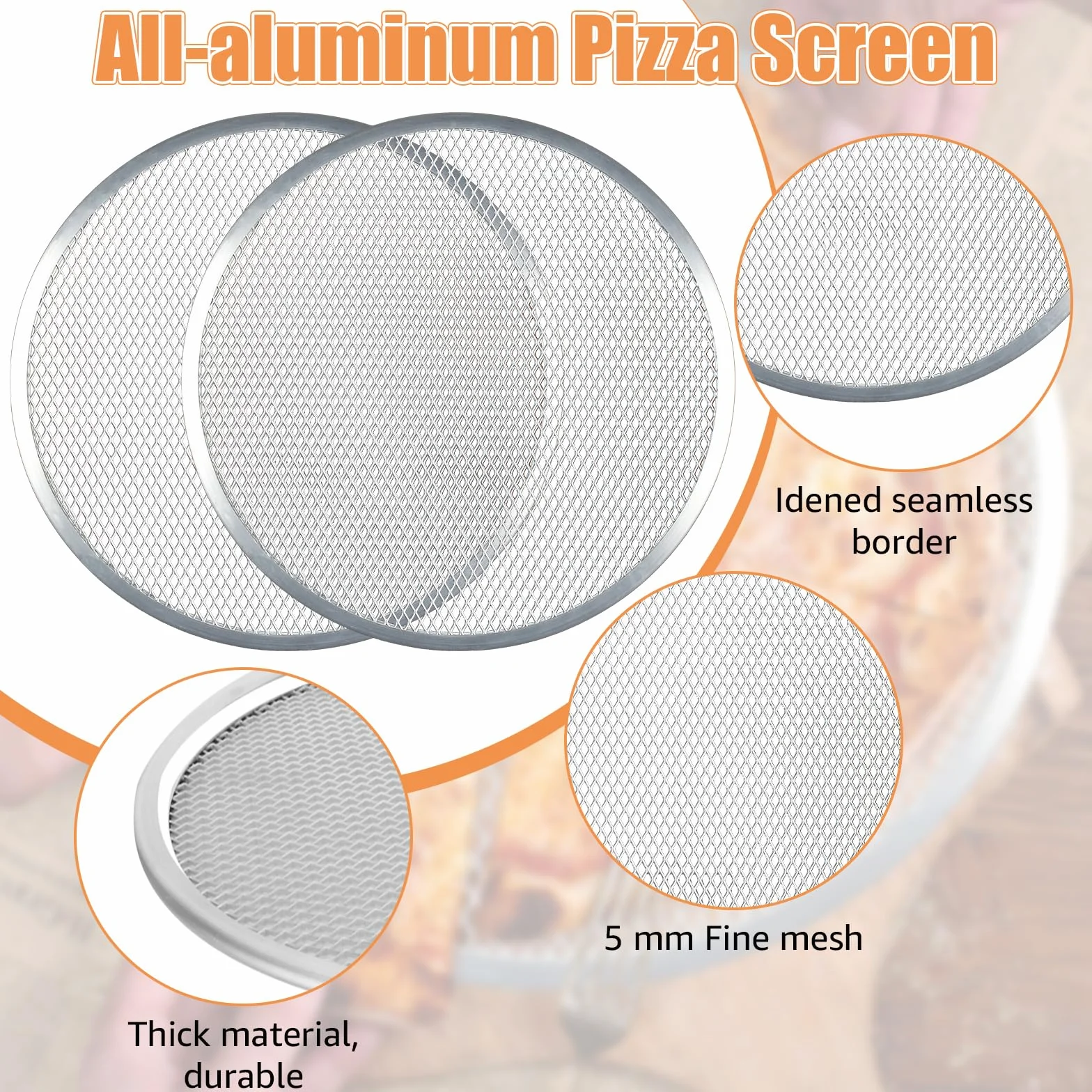 STARVAST Lot de 3 Grille à Pizza 33 CM, Plaque à Pizza en Aluminium, Plat Pizza Rond pour Pizza, Grille de Barbecue