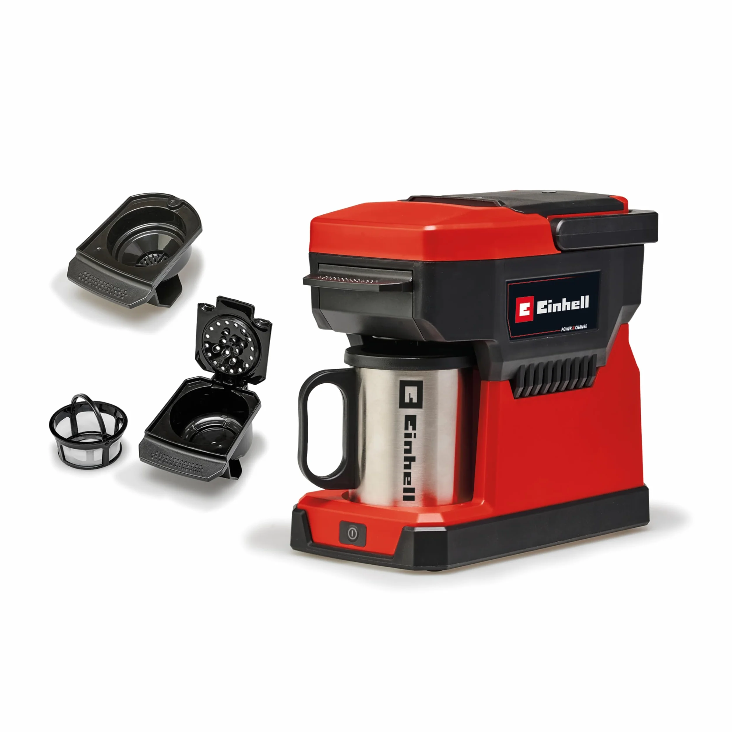 Einhell Machine à café sans fil TE-CF 18 Li-Solo Power X-Change (18V, 2-en-1 : machine à café filtre et machine à café à dosettes) Livré sans Batterie ni Chargeur