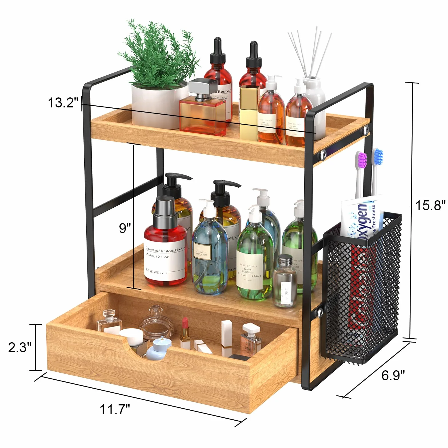 LEMIKKLE boîte de Rangement de Salle de Bain avec Panier, Organisation de Rangement, boîte de Rangement pour Soins de la Peau (Tirelires)