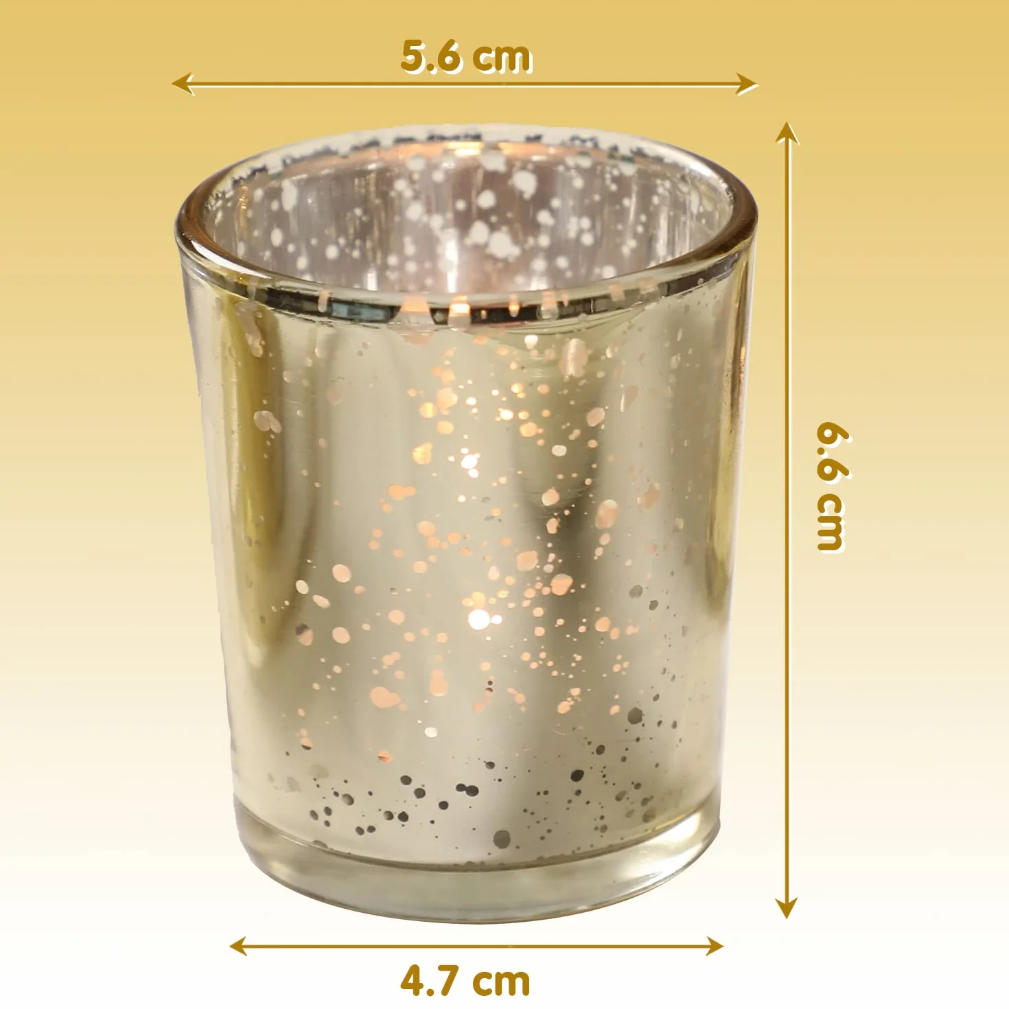 Photophore Bougie Bougeoirs votifs en Or, Ensemble de 48 Porte-Bougies Chauffe-Plat en Verre au Mercure, centres de Table Parfaits pour Mariage, fête, décoration d'intérieur