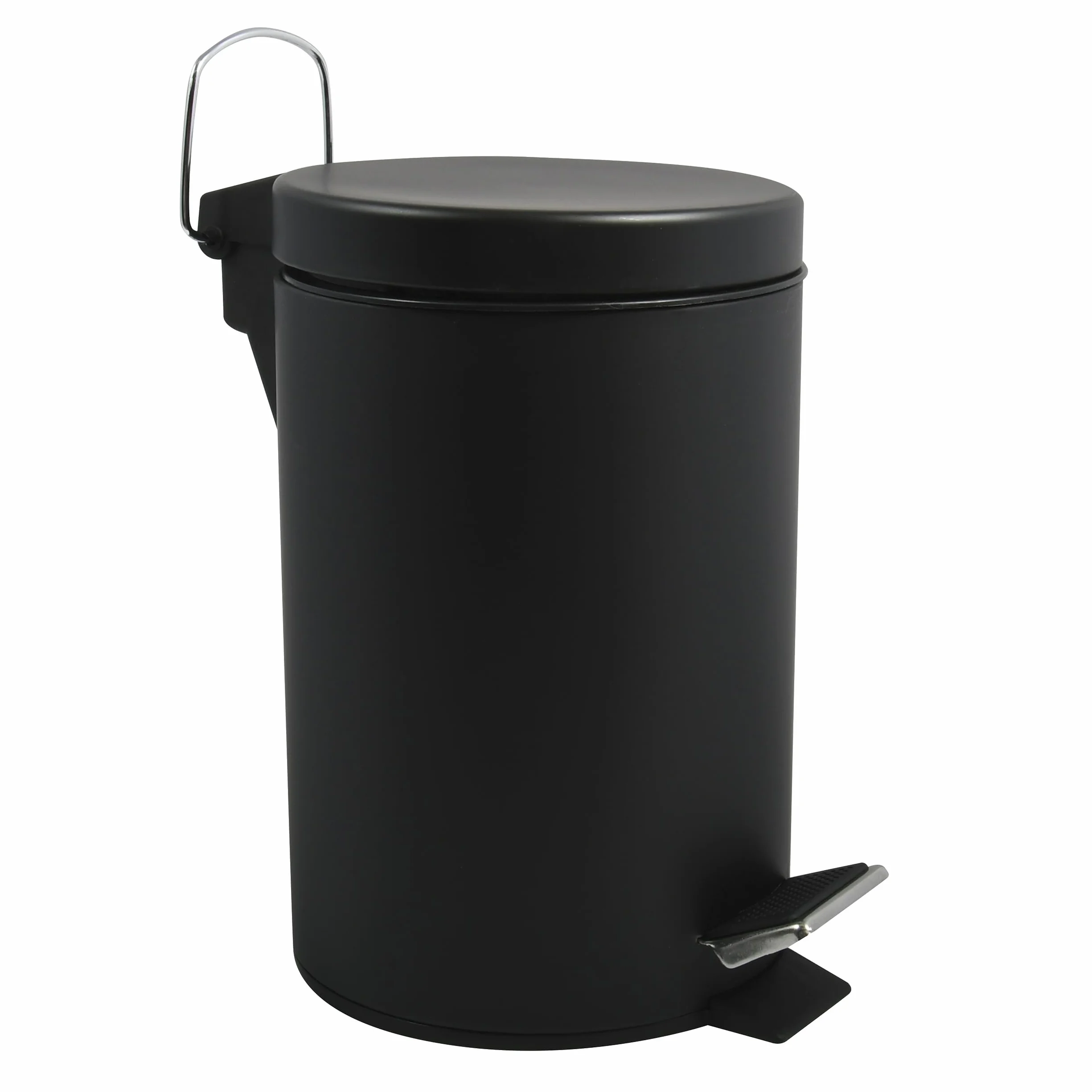 Poubelle Cosmétique Salle de Bain Acier Inoxydable 3L Noir Mat - Poubelle à Pédale Compacte