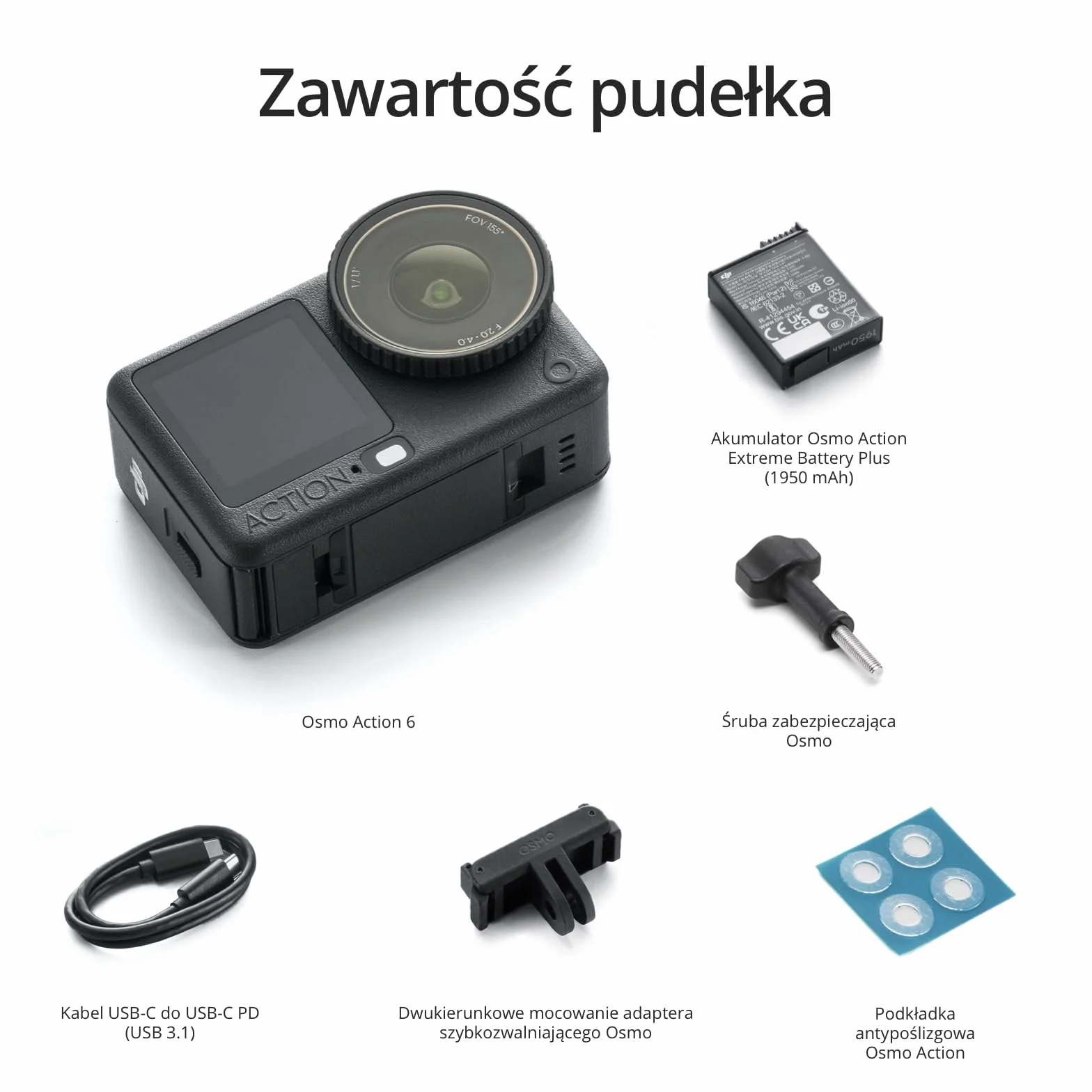 DJI Osmo Action 6 Essential Combo, podwodna kamera sportowa z matrycą kwadratową 1/1,1″ i pamięcią 50 GB, zmienną przysłoną f/2,0–f/4,0, odporna na zimno, 4 godziny pracy na akumulatorze, 8K