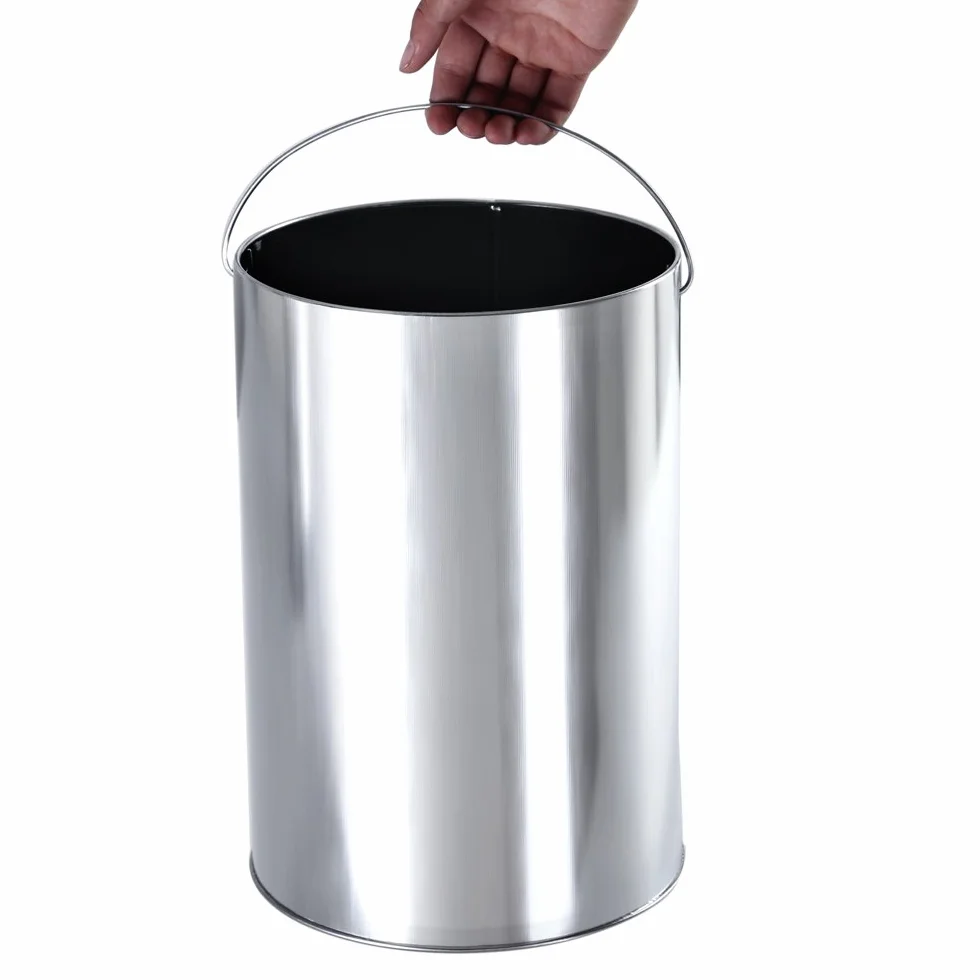 SONGMICS Poubelle en Acier Inoxydable 30L Noir ø24,5 x 60,5cm