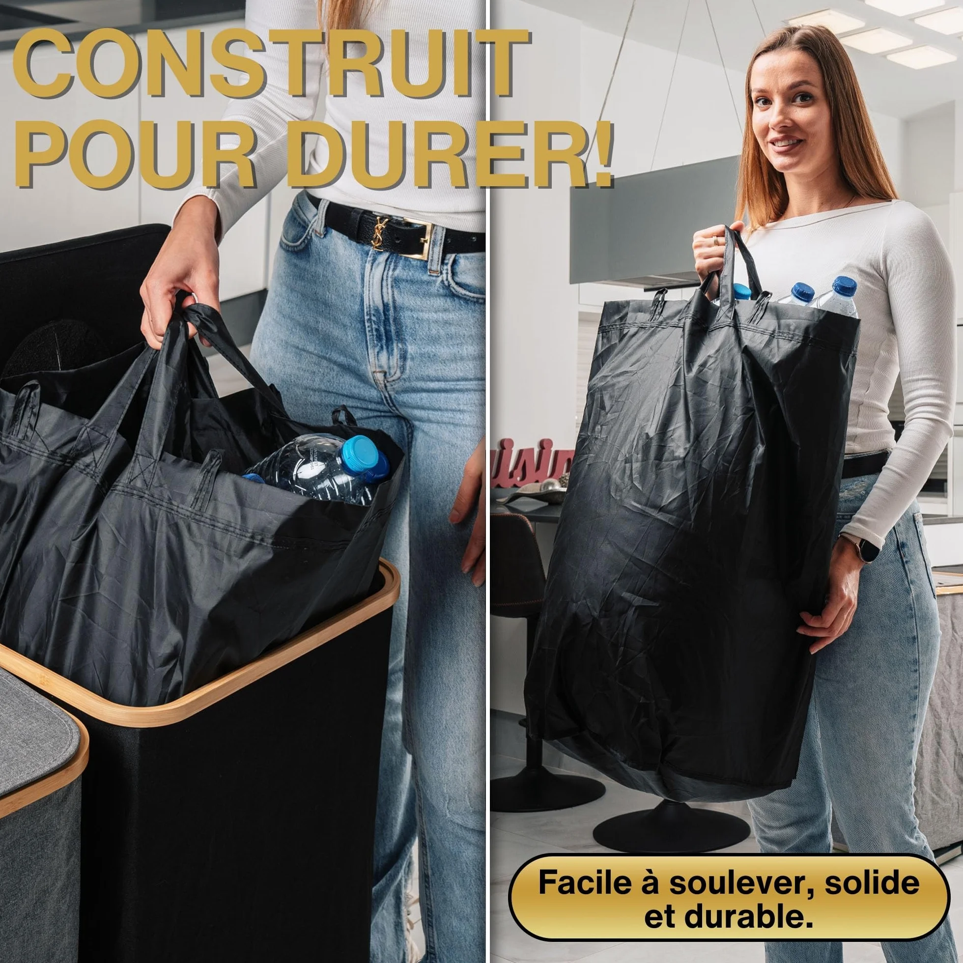 Deco haus® Poubelle tri Selectif Cuisine 100L - Bac de tri Recyclage Plastique