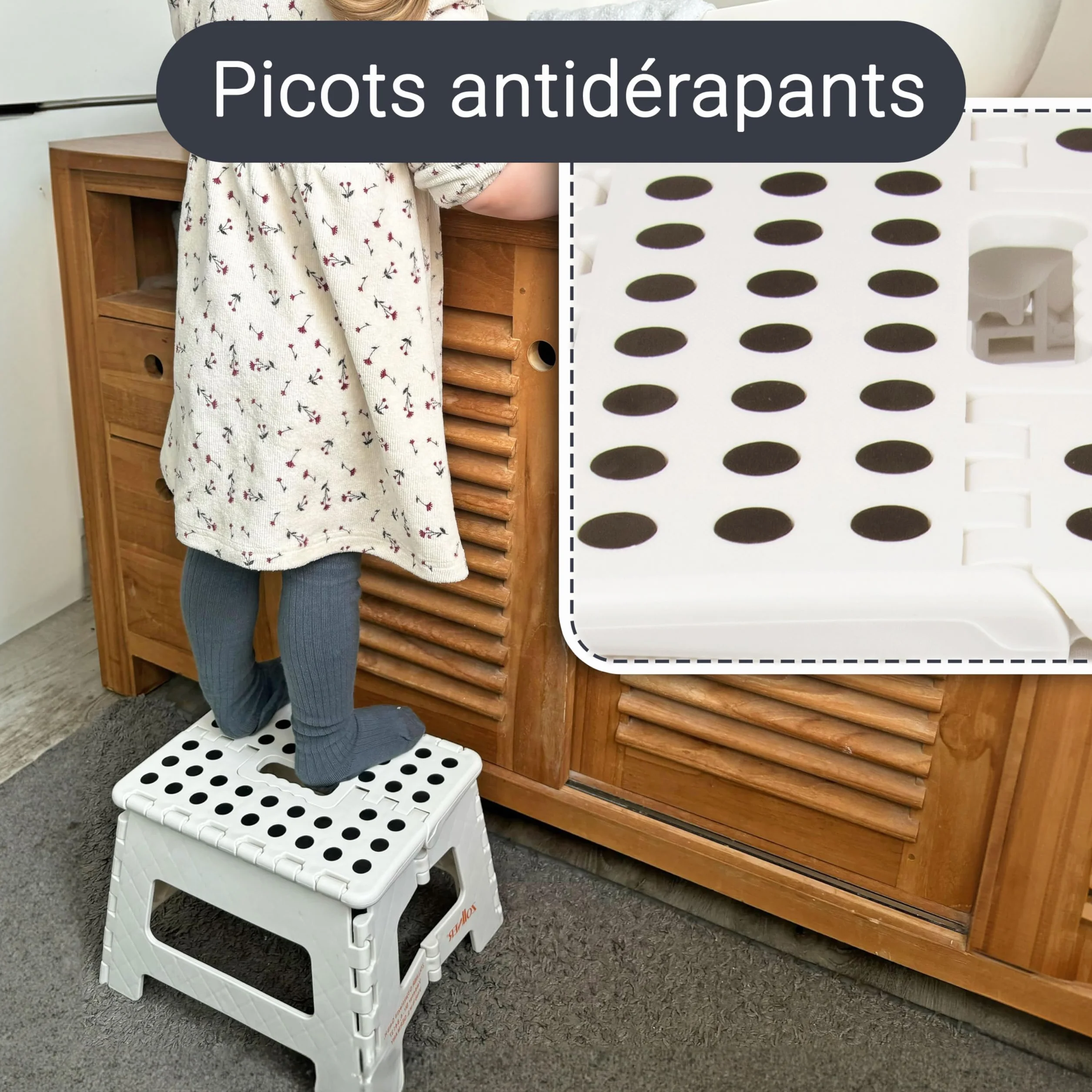 Tabouret Pliable ZOLLNER pour Enfants et Adultes 120 kg Plastique Blanc 22 cm