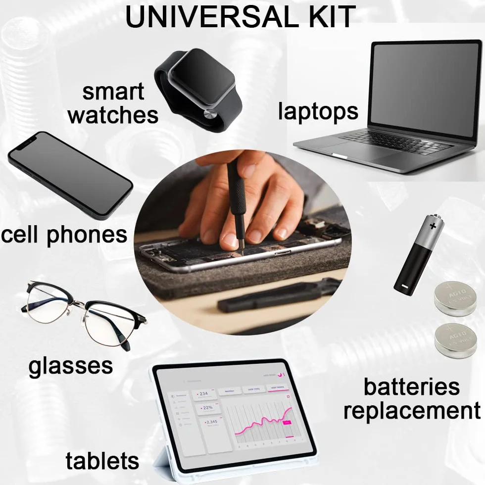 Incutex Zestaw narzędzi do naprawy wkrętaków odpowiedni do telefonów komórkowych, laptopów, tabletów, aparatów fotograficznych, komputerów PC, okularów, małych śrubek
