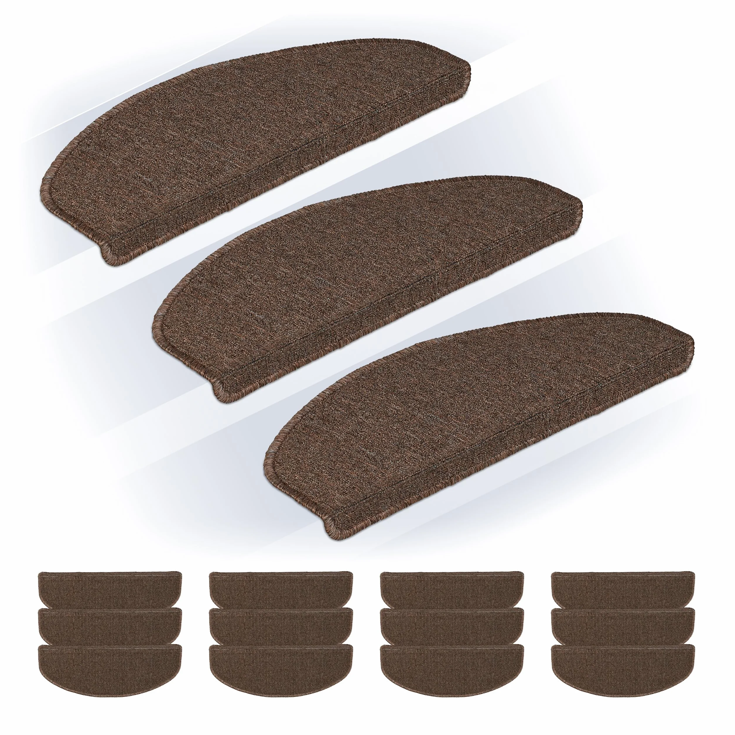 Relaxdays Marchette d'escalier semicirculaire Auto-adhésive Lot de 15 65 x 24 cm Marron foncé