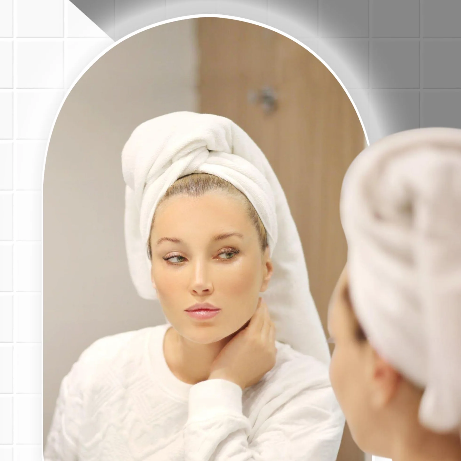 Bayt Miroir de Salle de Bain Ovale avec Éclairage LED, Anti-Buée, 2 Modes d’Éclairage, Miroir Mural 50 x 90 cm