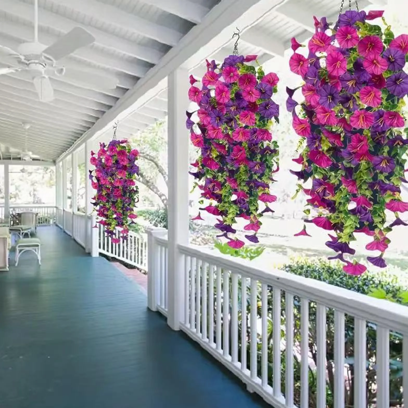 Lot de 2 Fleurs Artificielles Suspendues Pétunias Tombantes pour Balcon Jardin Décoration