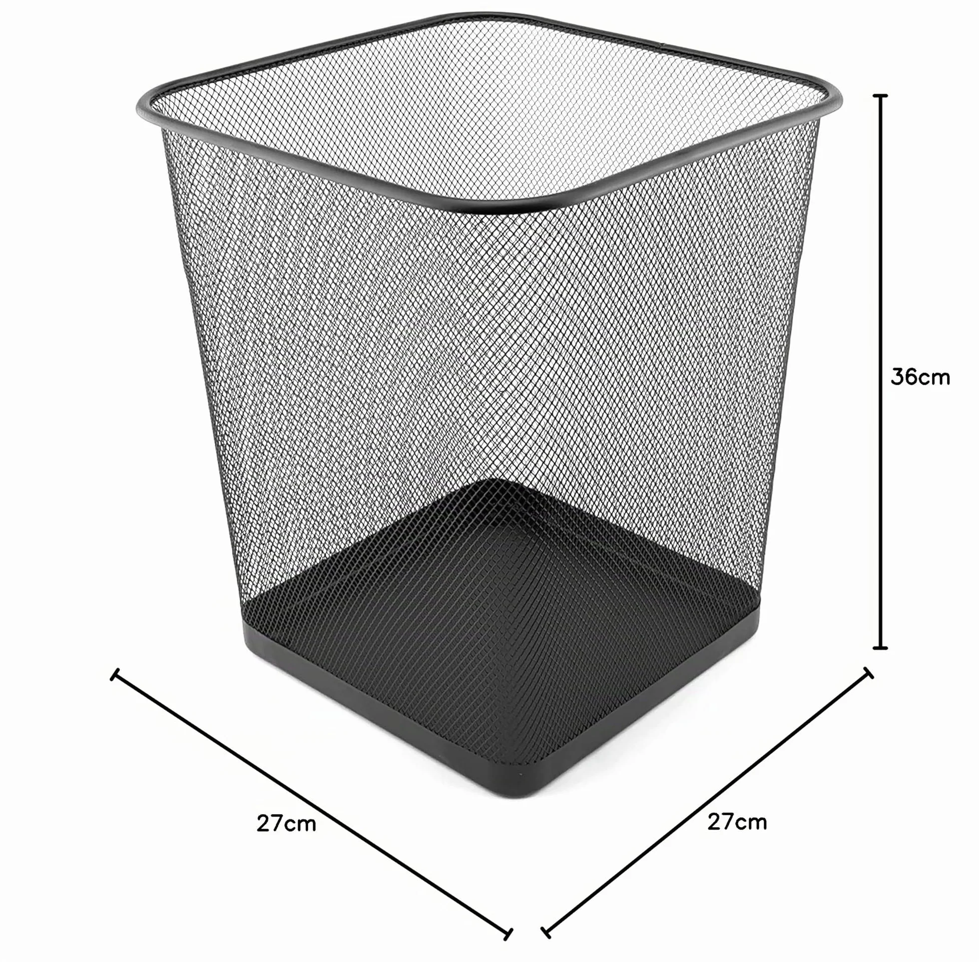 D.RECT Poubelle Bureau 18L - Corbeille Papier en Treillis Métal Maille, Noir