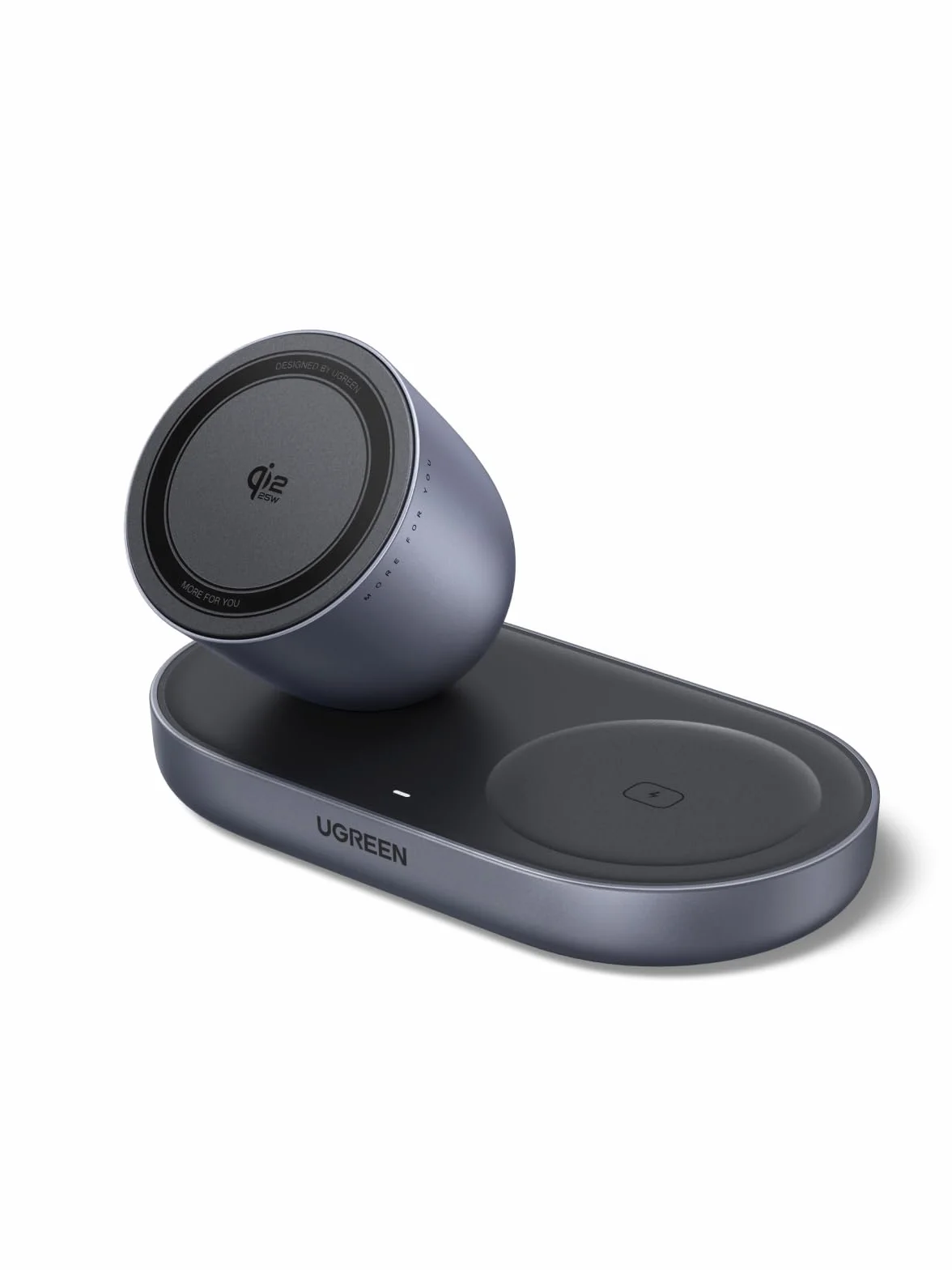 UGREEN Zapix Ładowarka Bezprzewodowa 2 w 1, Qi2 25W Certyfikowana Magnetyczna Stacja Ładowająca Kompatybilna z MagSafe dla iPhone'a 17/16/15/14/13/12 i AirPods, z kablem 1 m – Czarny