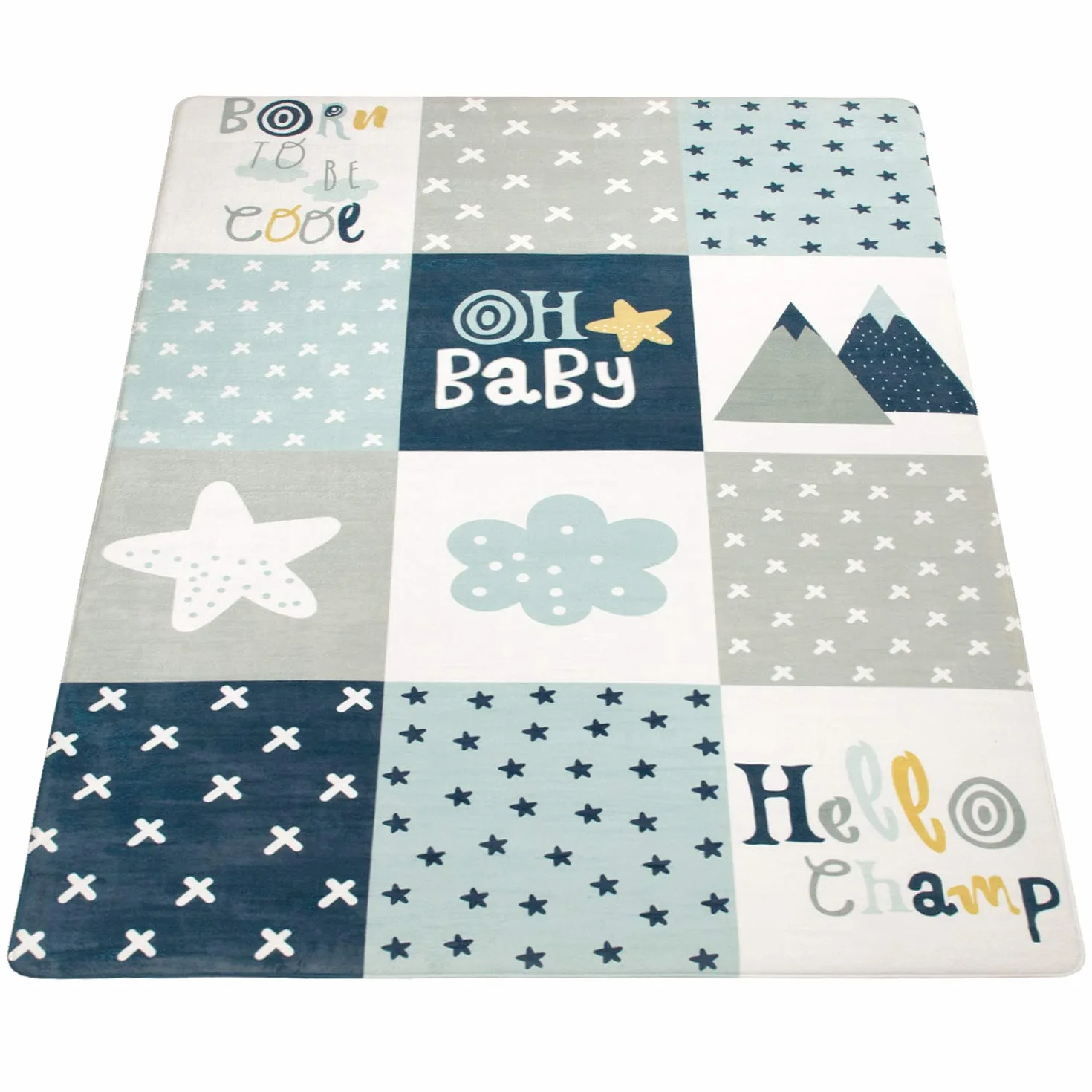 Paco Home Tapis de Jeux Chambre Enfant 120x160 cm Bleu