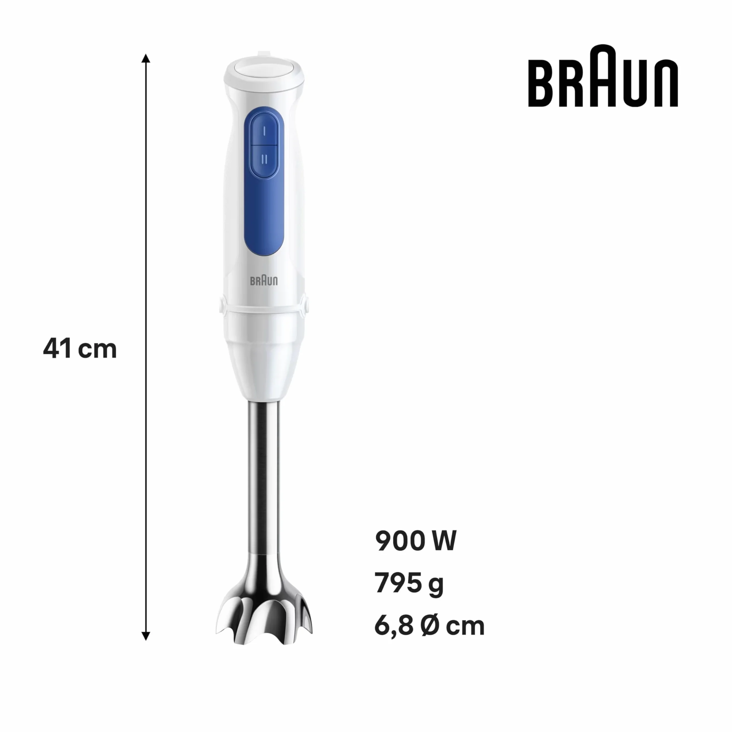 Braun MultiQuick 3 MQ30.202M, Mixeur Plongeant avec Technologie PowerBell VPlus, 2 Vitesses+Turbo, EasyClick Plus pour Accessoires, Anti Éclaboussures, Hachoir 350ml, Verre 600ml, Fouet, 900W, Noir