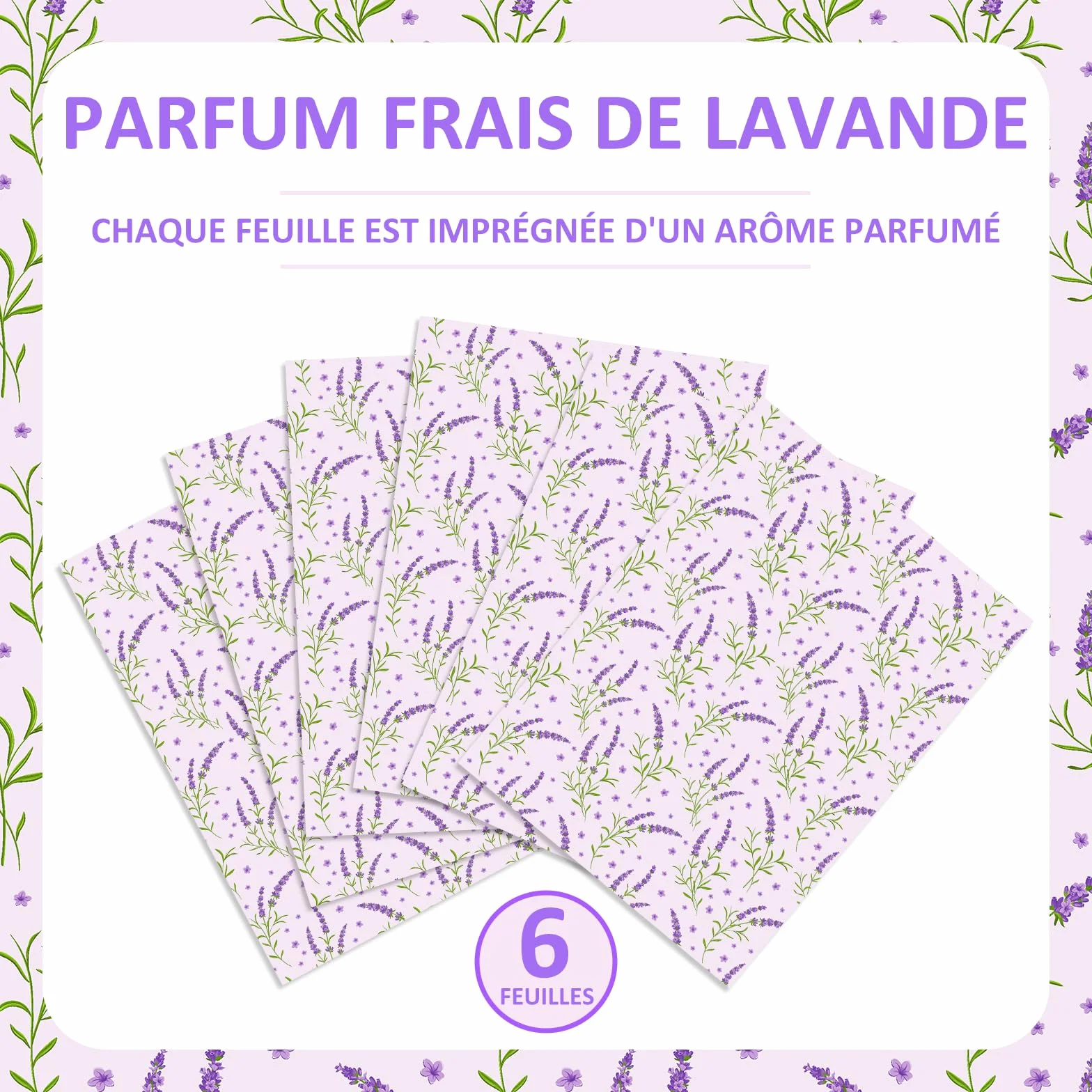 SCENTORINI Papiers Parfumés Tapis de Fond Lavande 36.5 x 50 cm 6 Feuilles