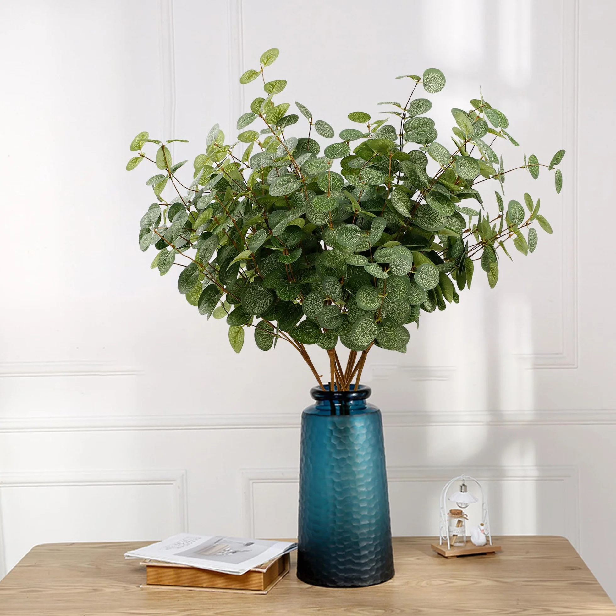 Lot de 6 Bouquets de Fleurs d'Eucalyptus Artificielles, Tiges en Soie pour Décoration Florale