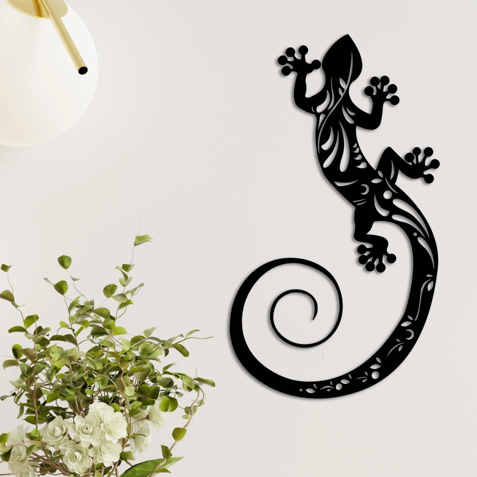 Sharplace Décoration Murale Métal Lézard, Sculpture Salamandre Exterieur pour Patio Jardin