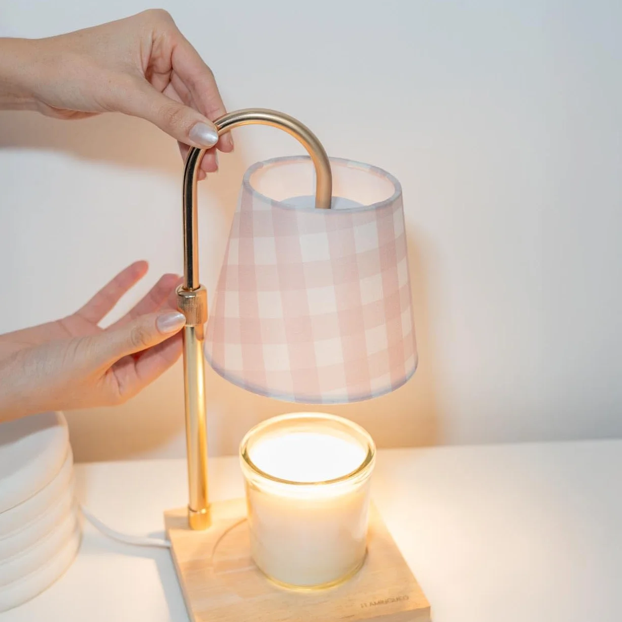 Flamingueo Lampe Chauffe Bougie - Candle Warmer Lamp - Deco Chambre - Intensité Réglable - avec Minuterie - Hauteur Réglable