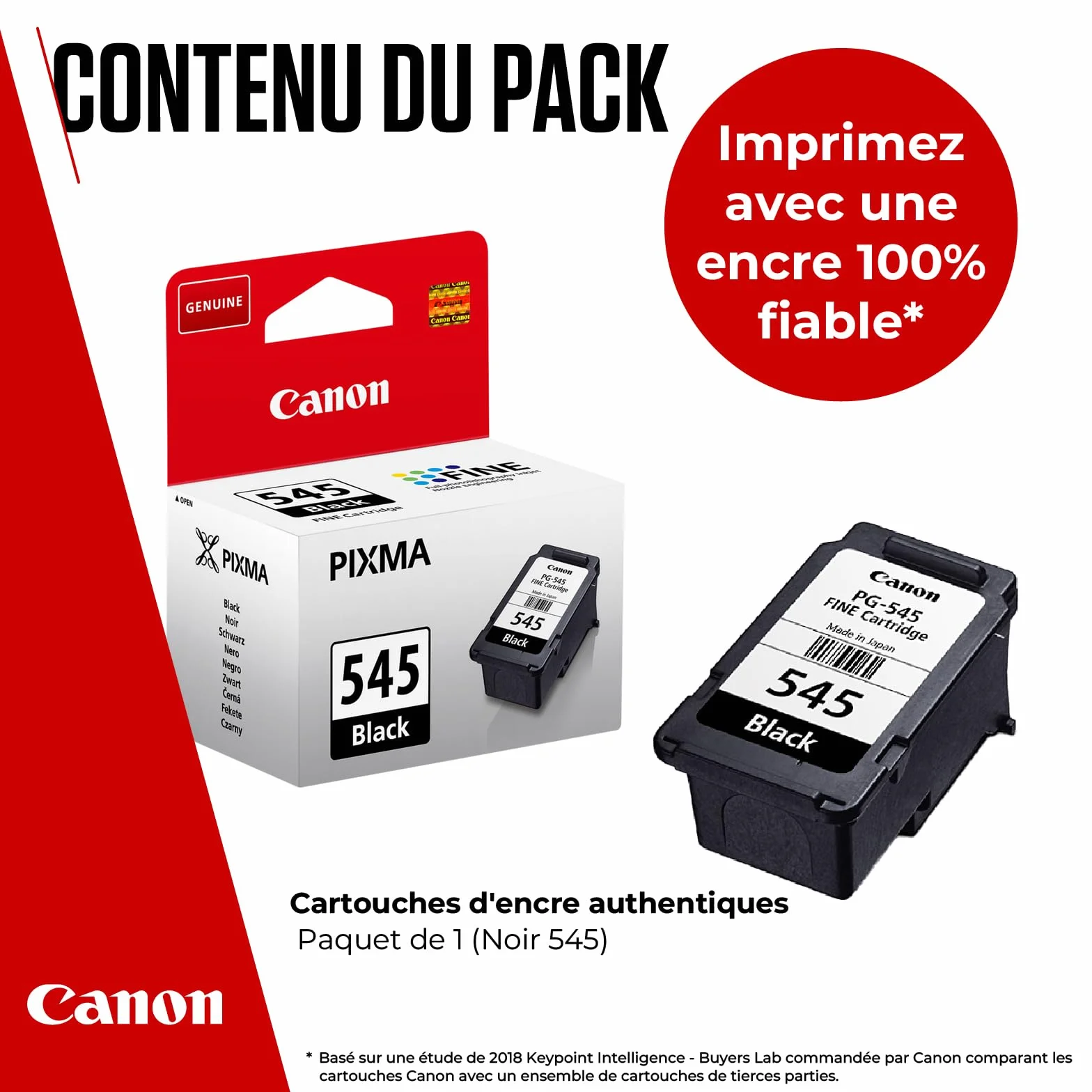 Canon Cartouche Encre PG-545 Noire Authentique pour Imprimante