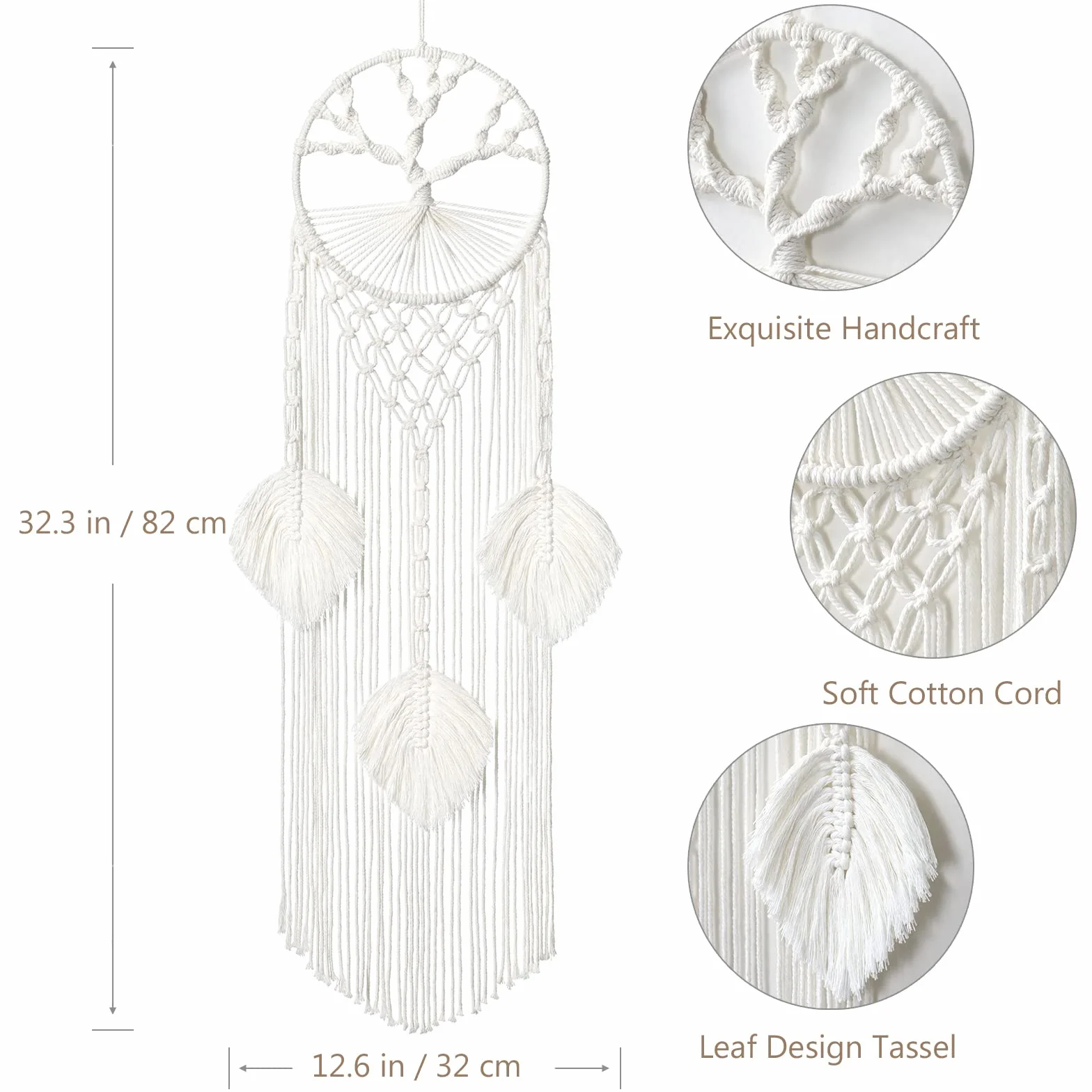 LOMOHOO Tapisserie Murale en Macramé Arbre de Vie Attrape Rêves Bohème