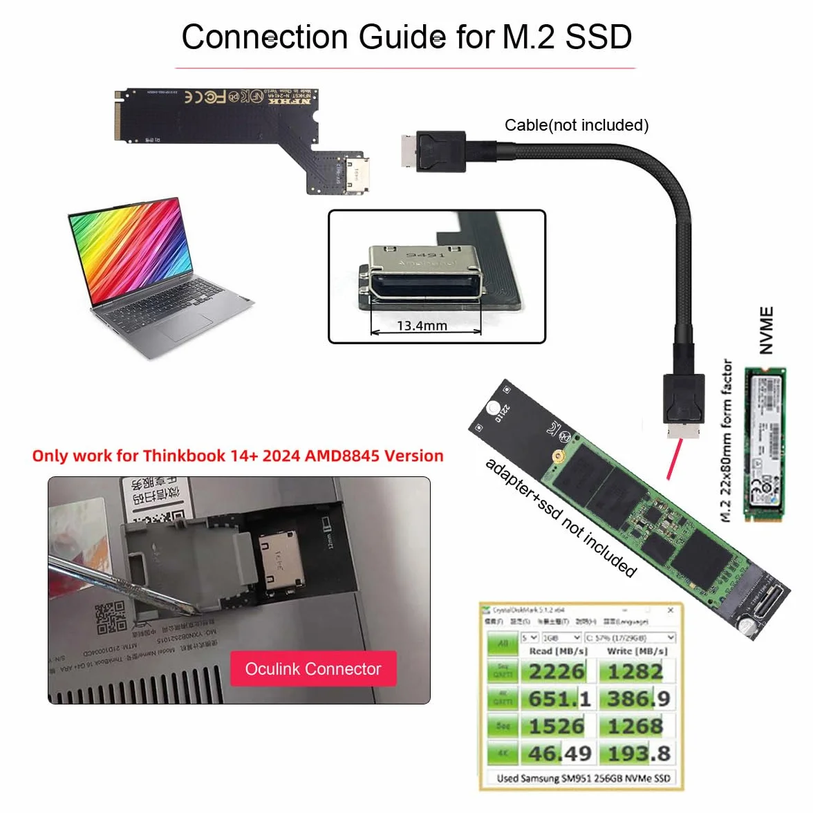 CY Karta PCI-E 4.0 M.2 M-Key do Oculink SFF-8612 SFF-8611 adapter hosta do 2024 ThinkBook 14+ AMD8845 zewnętrzna karta graficzna i SSD