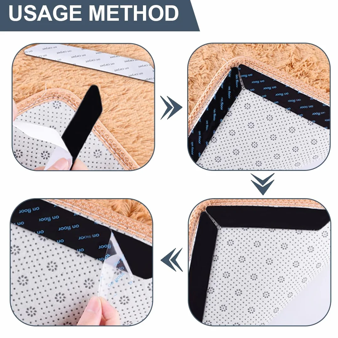WeddHuis 14 pièces Anti-glisse réutilisable antidérapant lavable, Autocollants de Tapis, carpettes et Tapis
