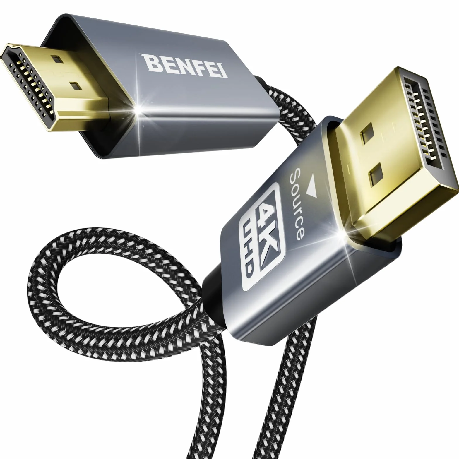 BENFEI Câble DisplayPort vers HDMI 1.8M, Aluminium Nylon Tressé, Unidirectionnel