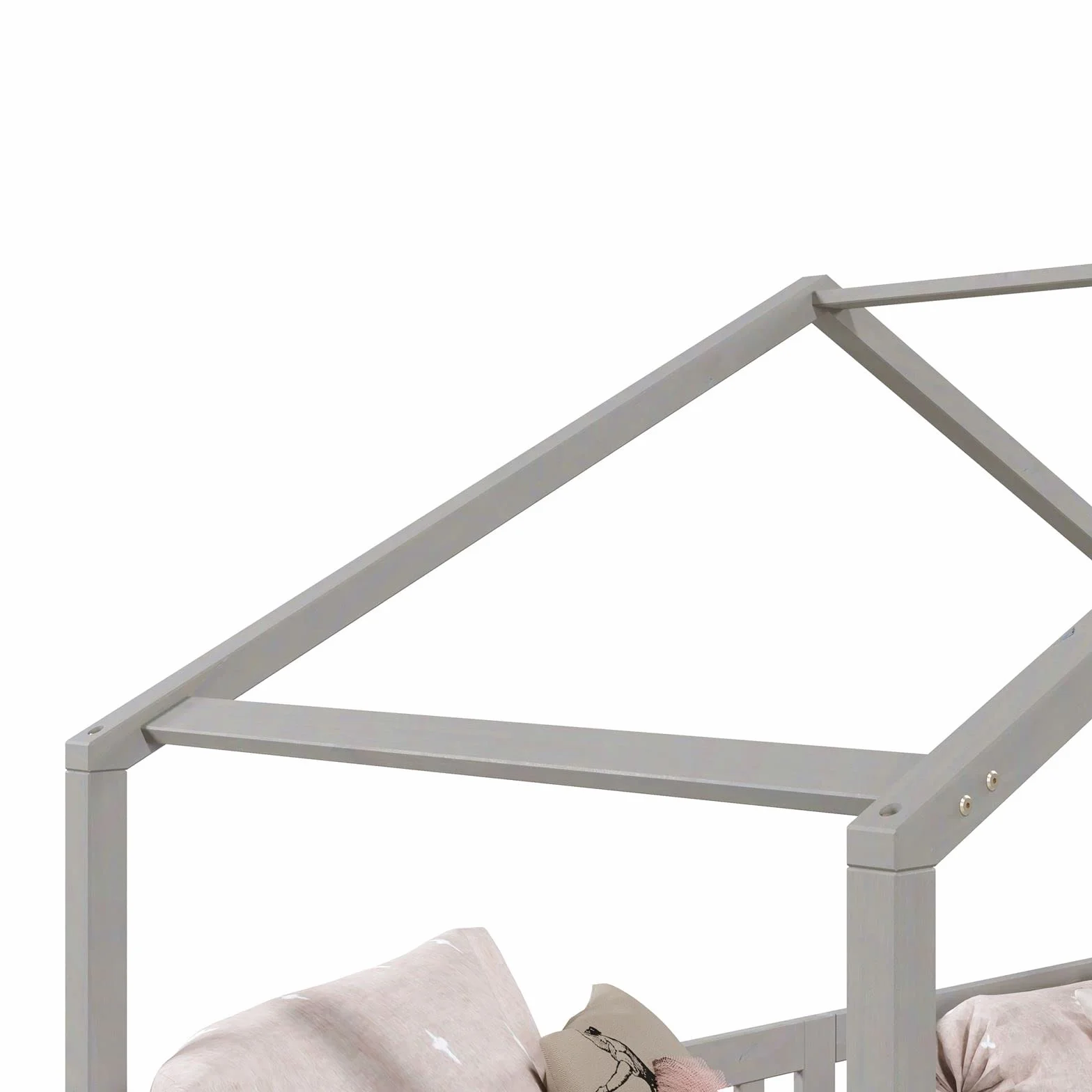 IDIMEX Lit cabane Enfant 90x190 cm LISAN lit Simple Montessori avec Barrières de Protection en Bois Massif lasuré Gris