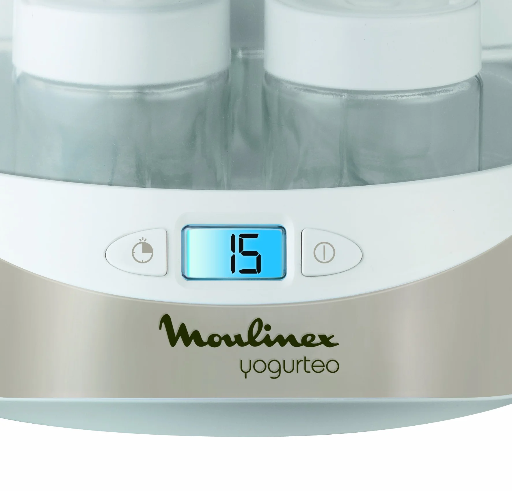 Moulinex YG231E32 Yaourtière Yogurteo 7 Pots de Yaourt Inclus Programmable Écran LCD Minuteur 13W Champagne