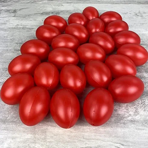 Lealoo Lot 25 Oeufs en Plastique Rouge Brillant 6 cm Déco Pâques Chasse aux Oeufs